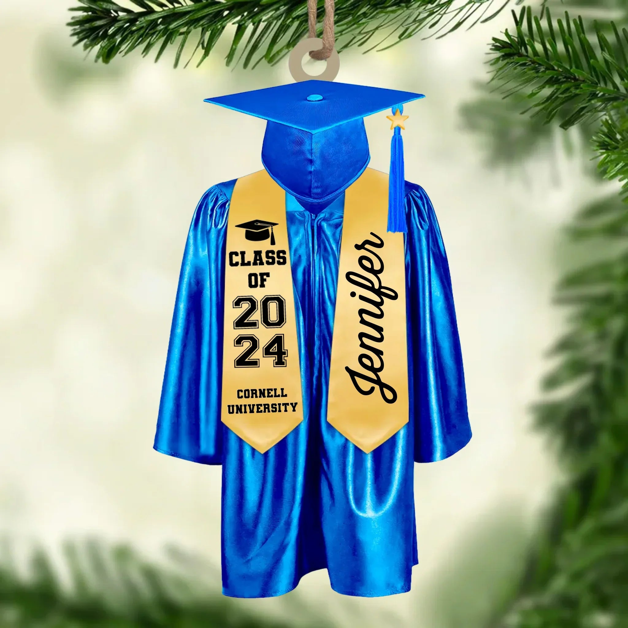 Caps Off To New Beginnings - Family Personalized Custom Ornament - Wood Custom Shaped - Christmas Gift, Graduation Gift For Family Members, Siblings, Brothers, Sisters