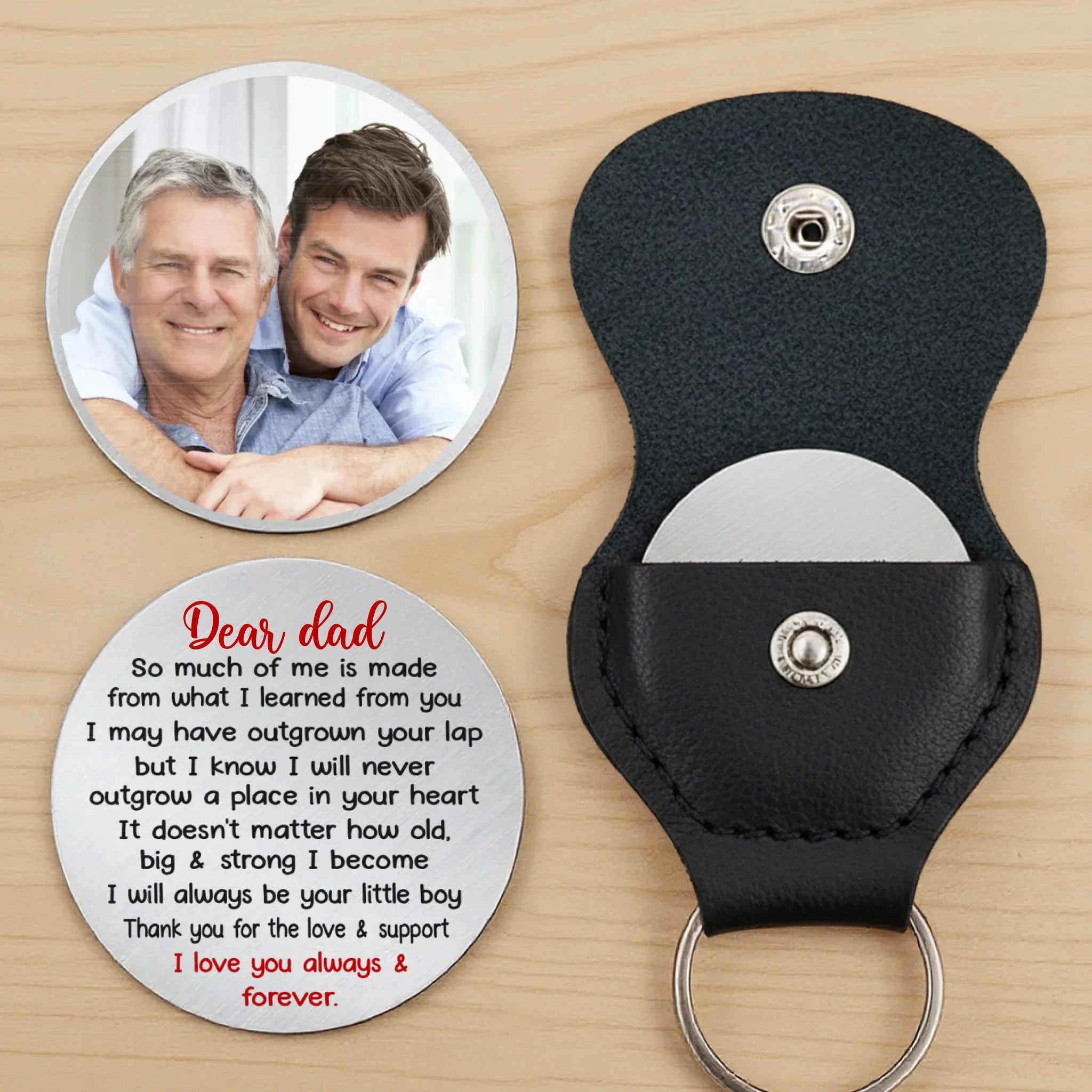 Custom Photo Thank You For Always Being My Guide - Family Personalized Custom Pocket Hug - Father's Day, Gift For Dad, Grandpa, Son, Daughter, Grandson, Granddaughter