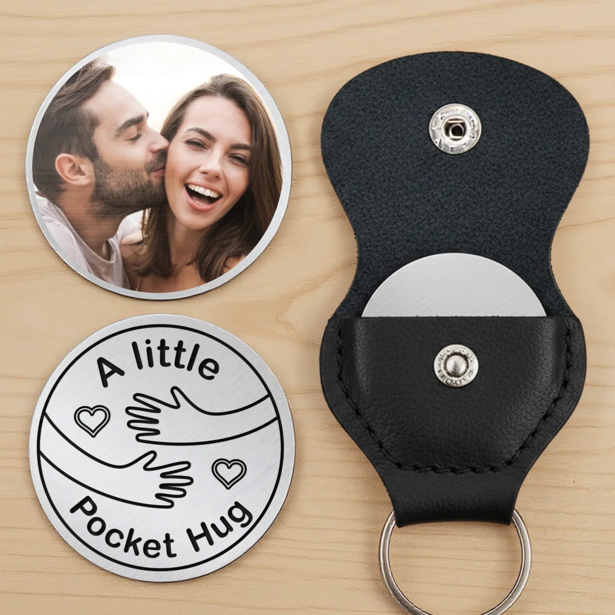 Custom Photo Keep A Hug With You, Always - Couple Personalized Custom Pocket Hug - Gift For Husband Wife, Anniversary