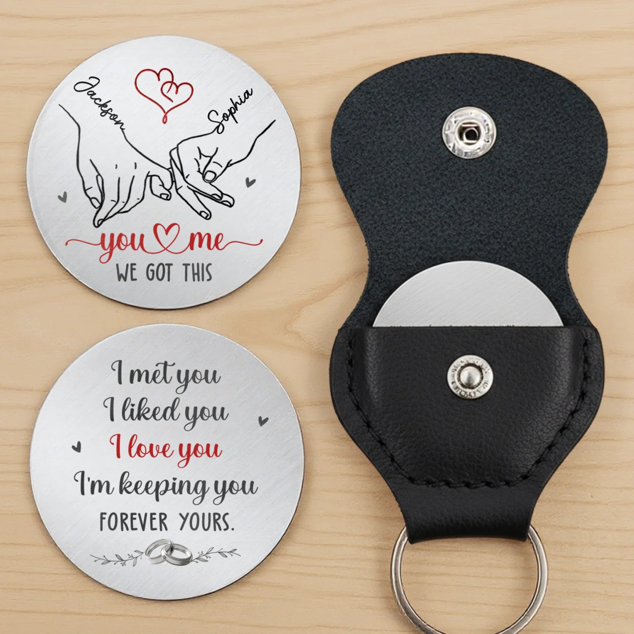 Custom Pocket Hug - Personalized Anniversary Wedding Gifts For Husband And Wife, Him And Her - Together In Every Moment