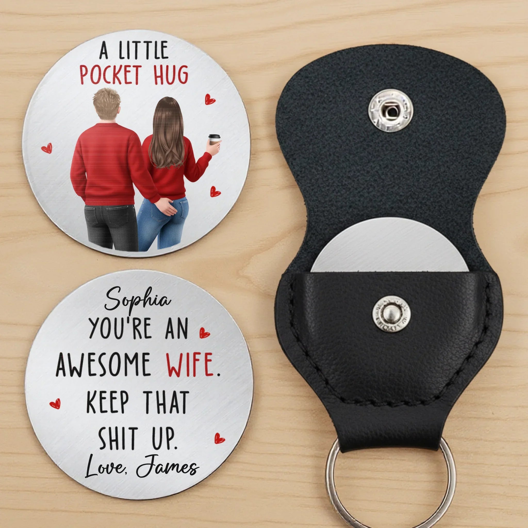 Custom Pocket Hug - Personalized Anniversary Wedding Gifts For Husband And Wife, Him And Her - Together We Keep Choosing Us