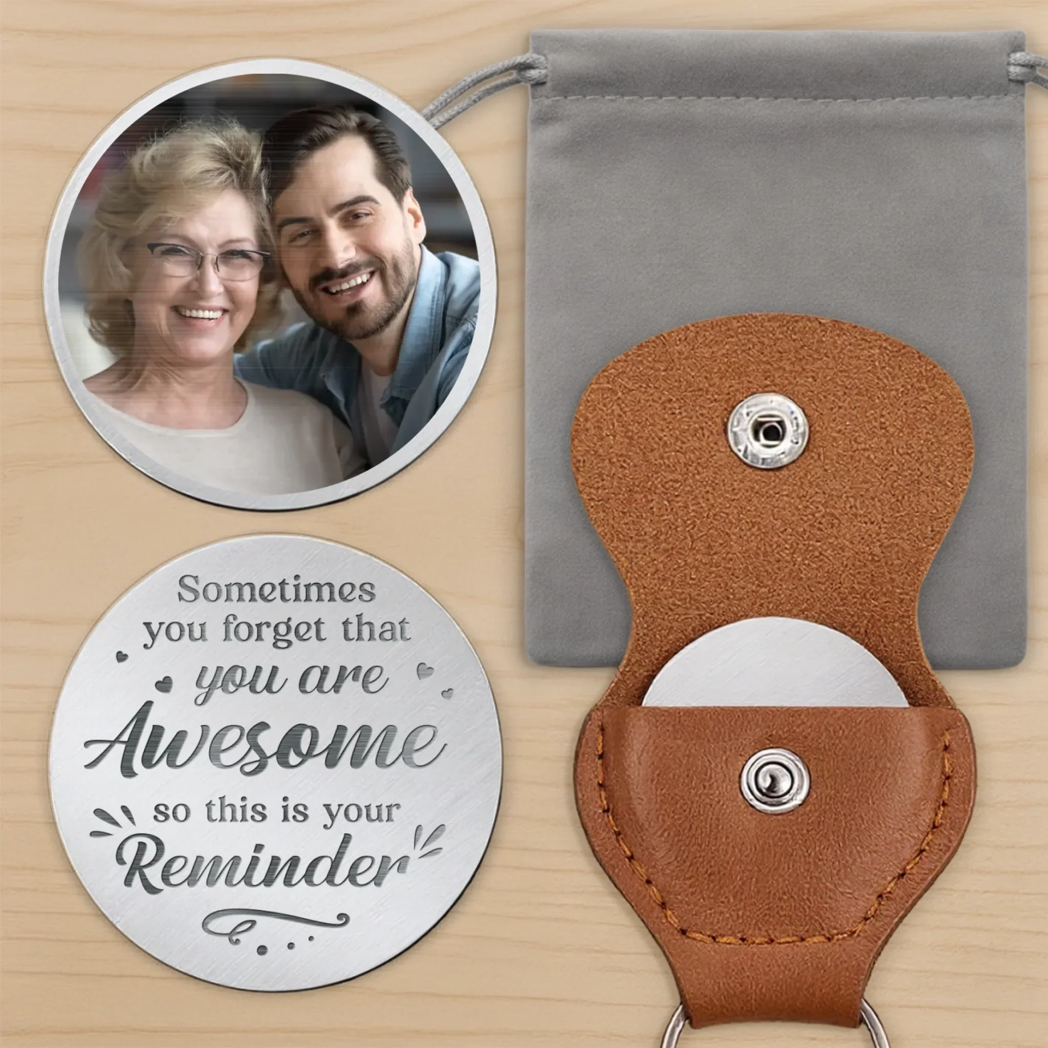Custom Photo You’re Awesome. Don’t Forget It - Family Personalized Custom Pocket Hug - Gift For Son, Daughter, Grandson, Granddaughter