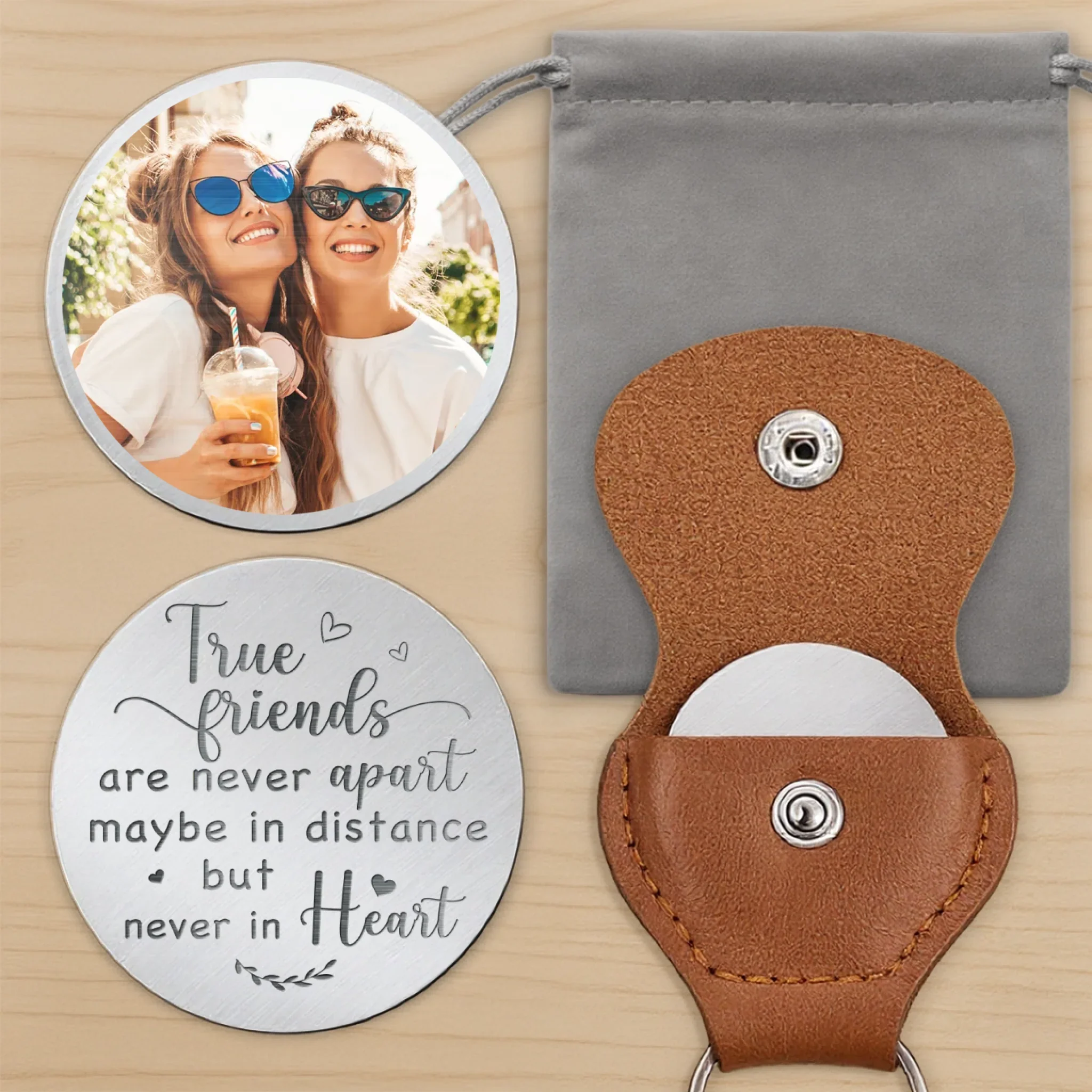 Custom Photo True Friends Are Never Apart - Family Personalized Custom Pocket Hug - Graduation Gift For Family Members, Siblings, Brothers, Sisters