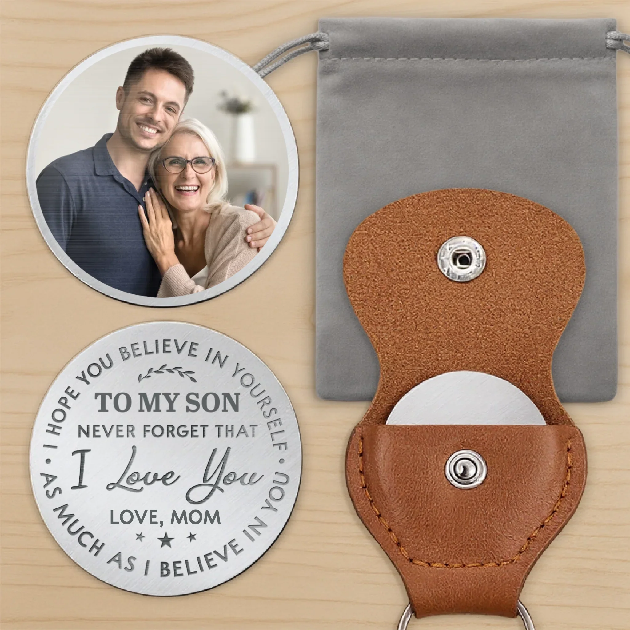 Custom Photo You Carry My Heart, And All My Faith In You - Family Personalized Custom Pocket Hug - Gift For Son, Daughter, Grandson, Granddaughter