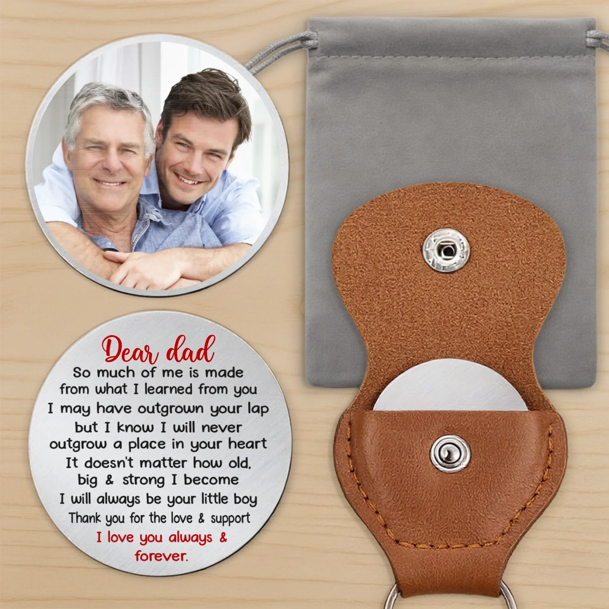 Custom Photo Thank You For Always Being My Guide - Family Personalized Custom Pocket Hug - Father's Day, Gift For Dad, Grandpa, Son, Daughter, Grandson, Granddaughter
