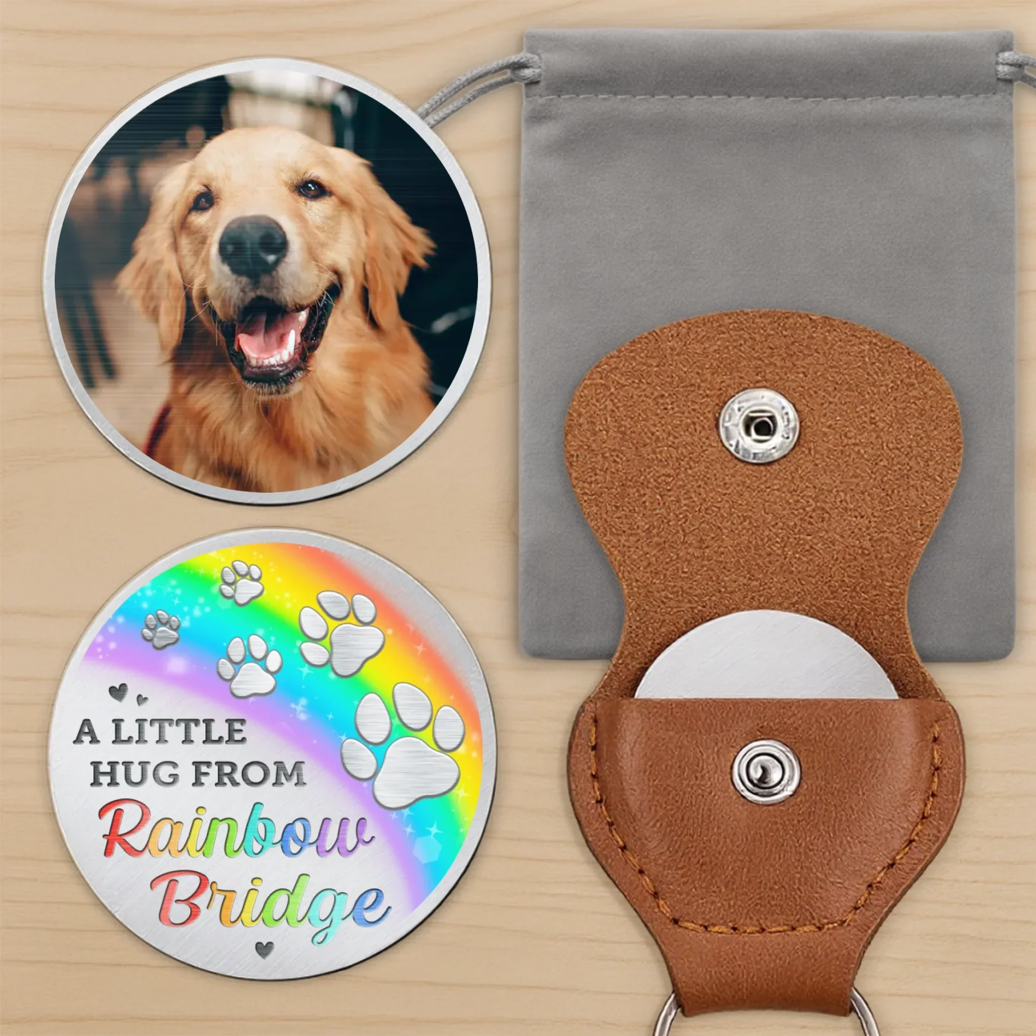 Custom Photo In Every Paw Print, A Piece Of My Heart - Memorial Personalized Custom Pocket Hug - Sympathy Gift For Pet Owners, Pet Lovers