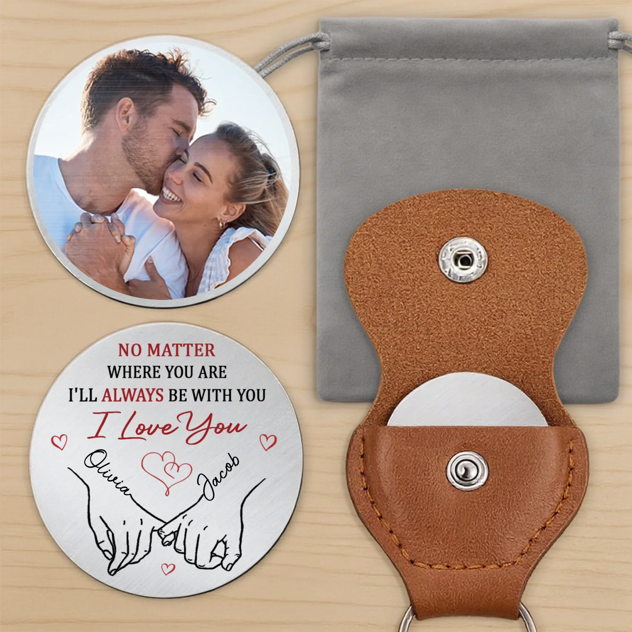 Custom Photo My Love Is Always By Your Side - Couple Personalized Custom Pocket Hug - Gift For Husband Wife, Anniversary