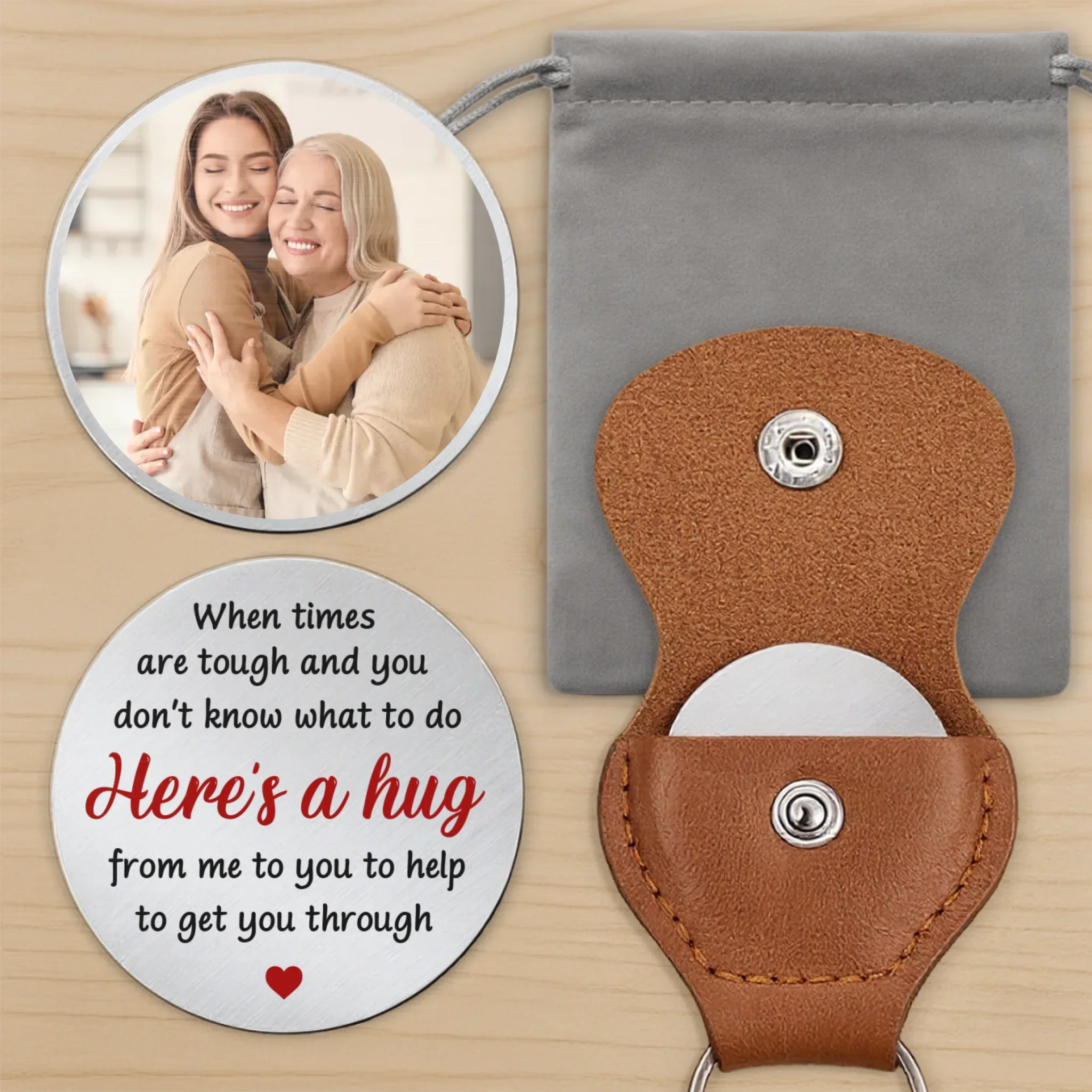 Custom Photo A Hug In Words For When I Can’t Be There To Hold You - Family Personalized Custom Pocket Hug - Gift For Family Members