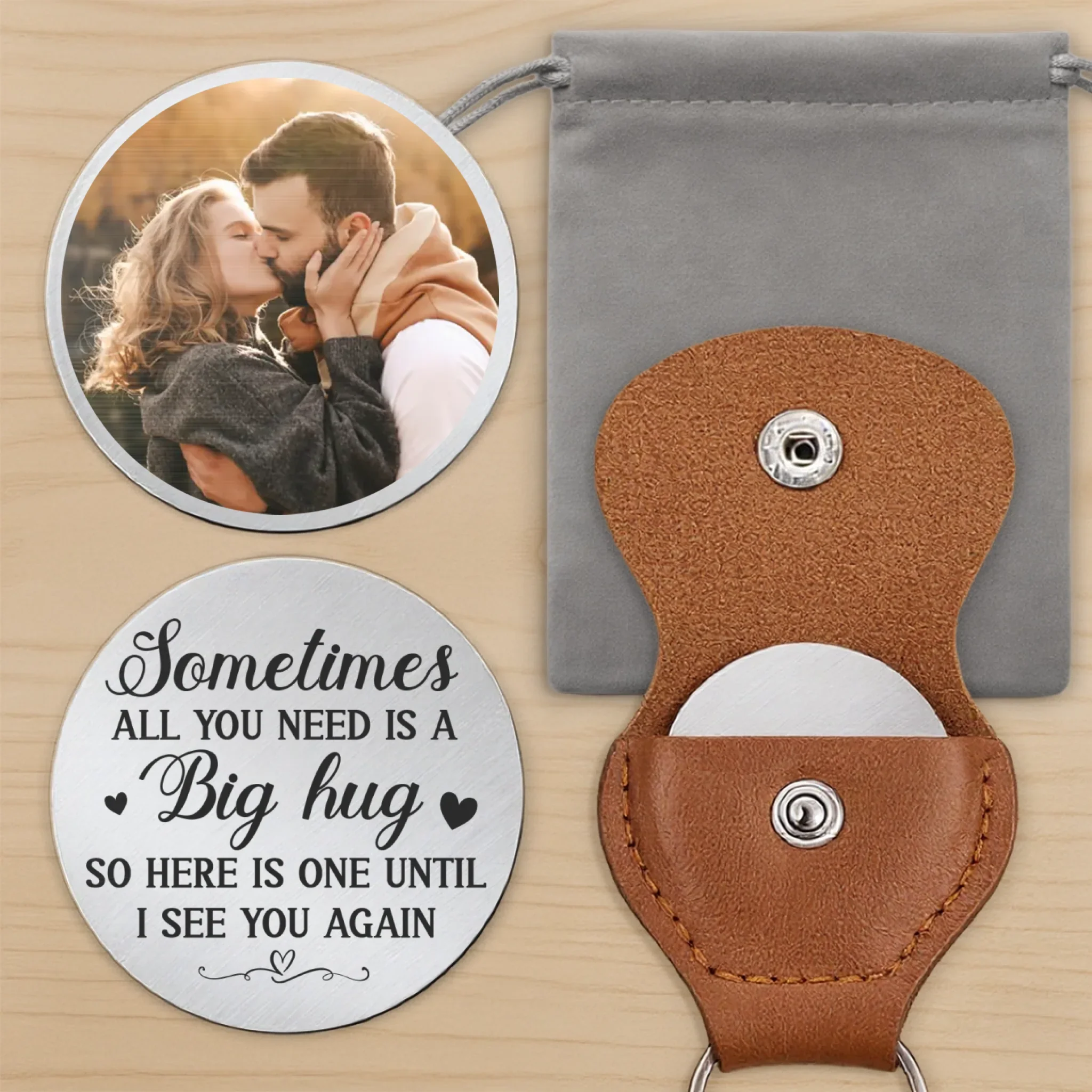 Custom Photo Sometimes All You Need Is A Big Hug - Couple Personalized Custom Pocket Hug - Gift For Husband Wife, Anniversary