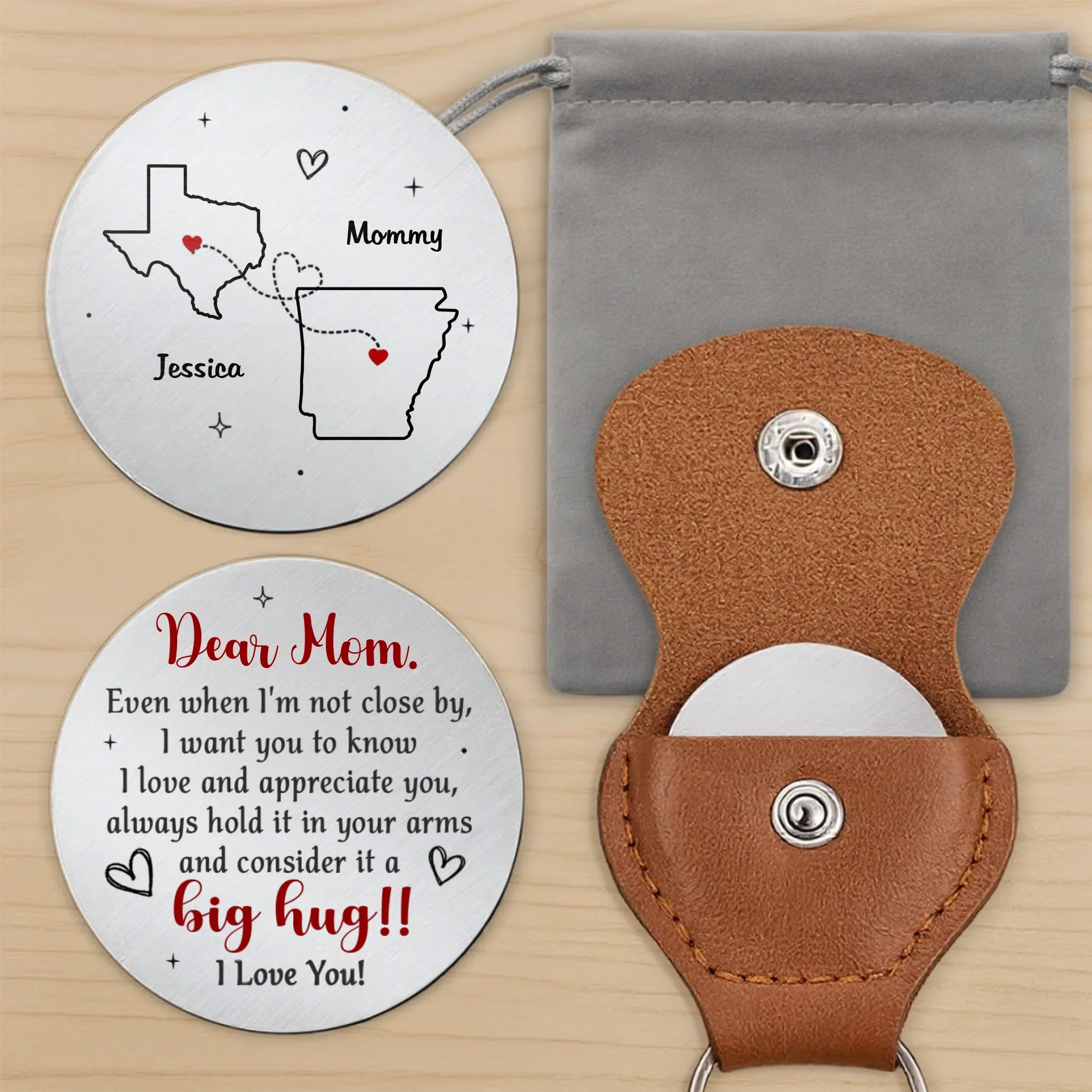 Distance Means Nothing To The Heart - Family Personalized Custom Pocket Hug - Mother's Day, Gift For Mom, Grandma