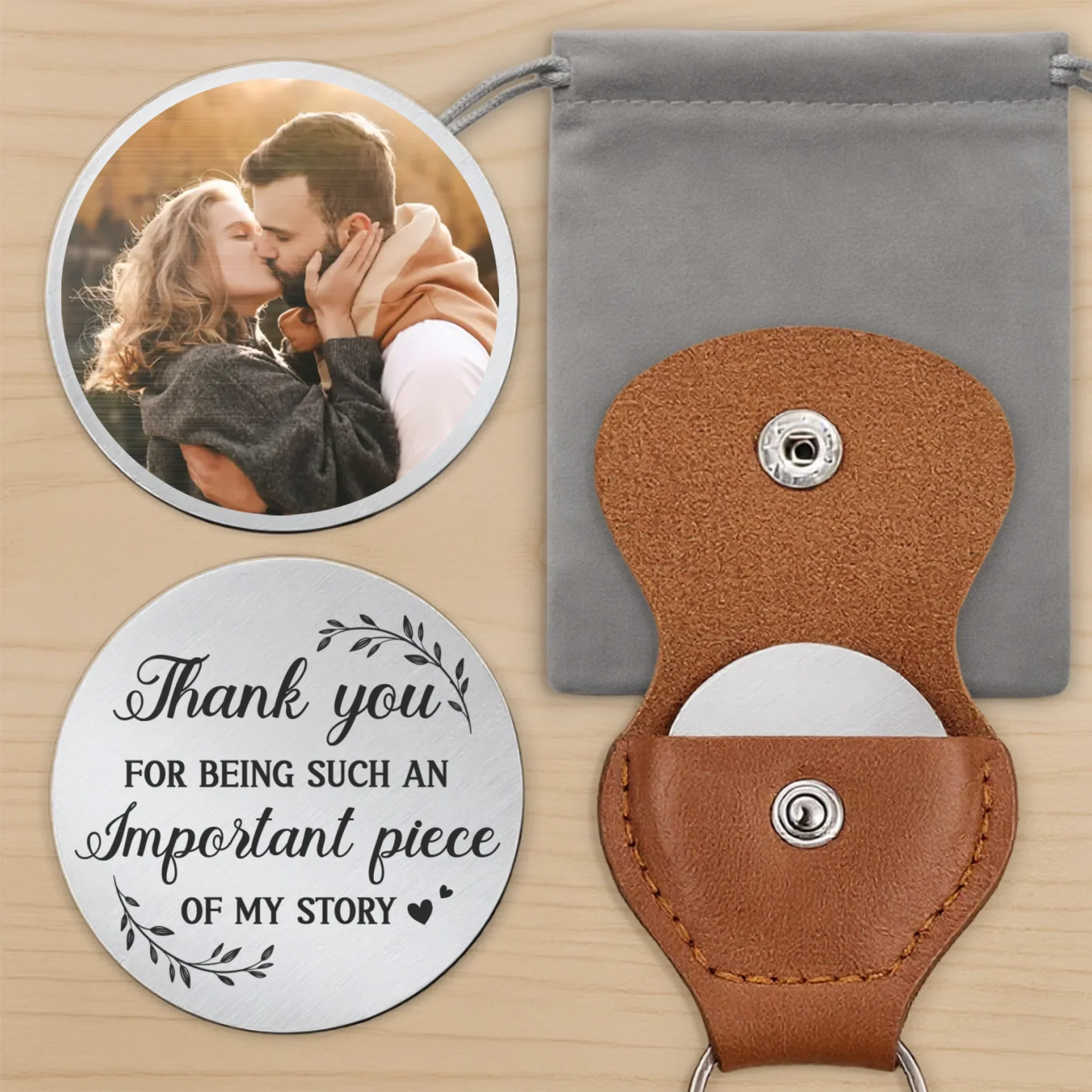 Custom Photo Thank You For Being Such An Immportant Piece Of My Story - Couple Personalized Custom Pocket Hug - Gift For Husband Wife, Anniversary