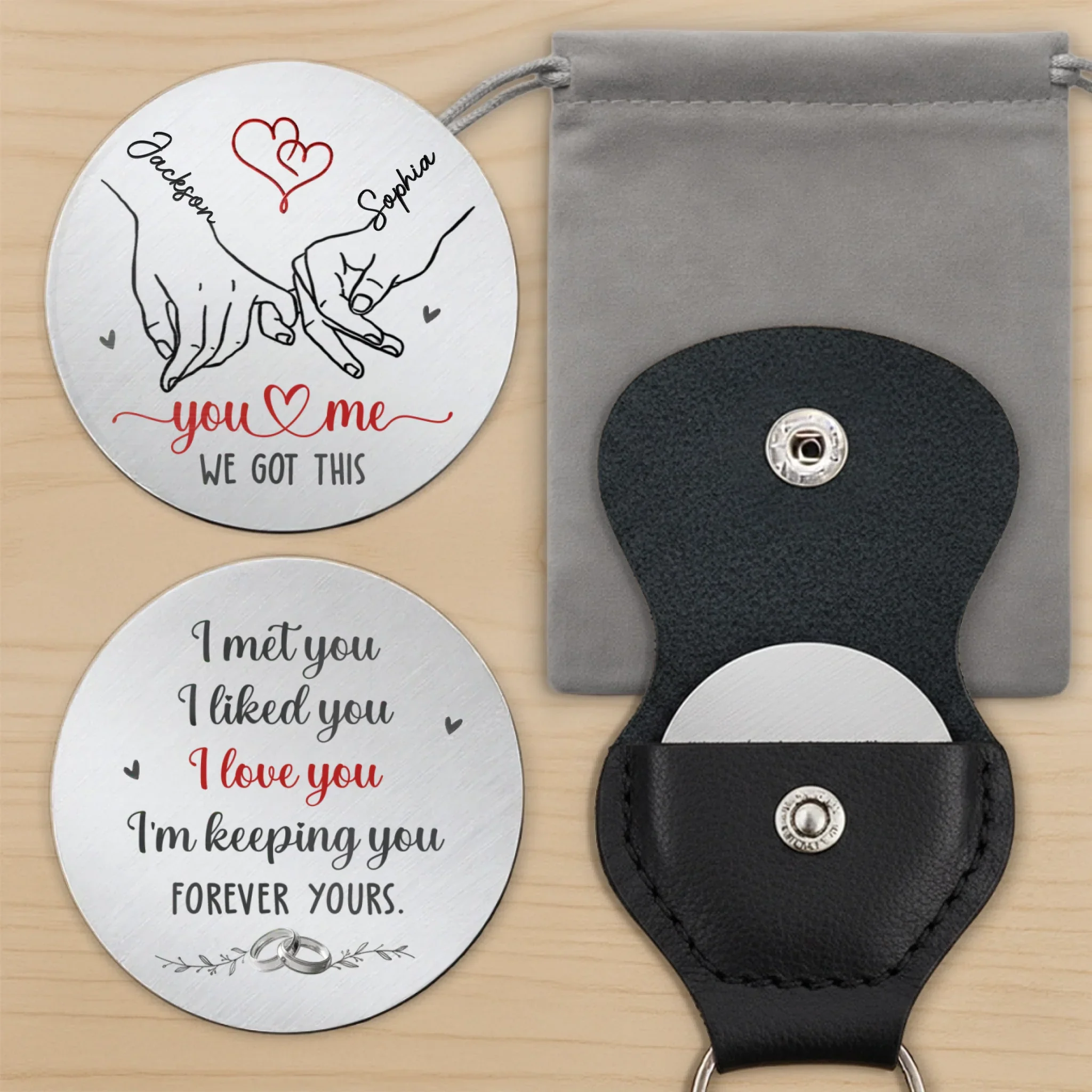 Custom Pocket Hug - Personalized Anniversary Wedding Gifts For Husband And Wife, Him And Her - Together In Every Moment
