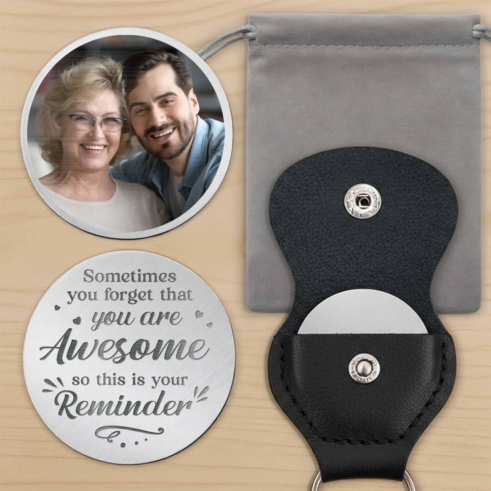 Custom Photo You’re Awesome. Don’t Forget It - Family Personalized Custom Pocket Hug - Gift For Son, Daughter, Grandson, Granddaughter
