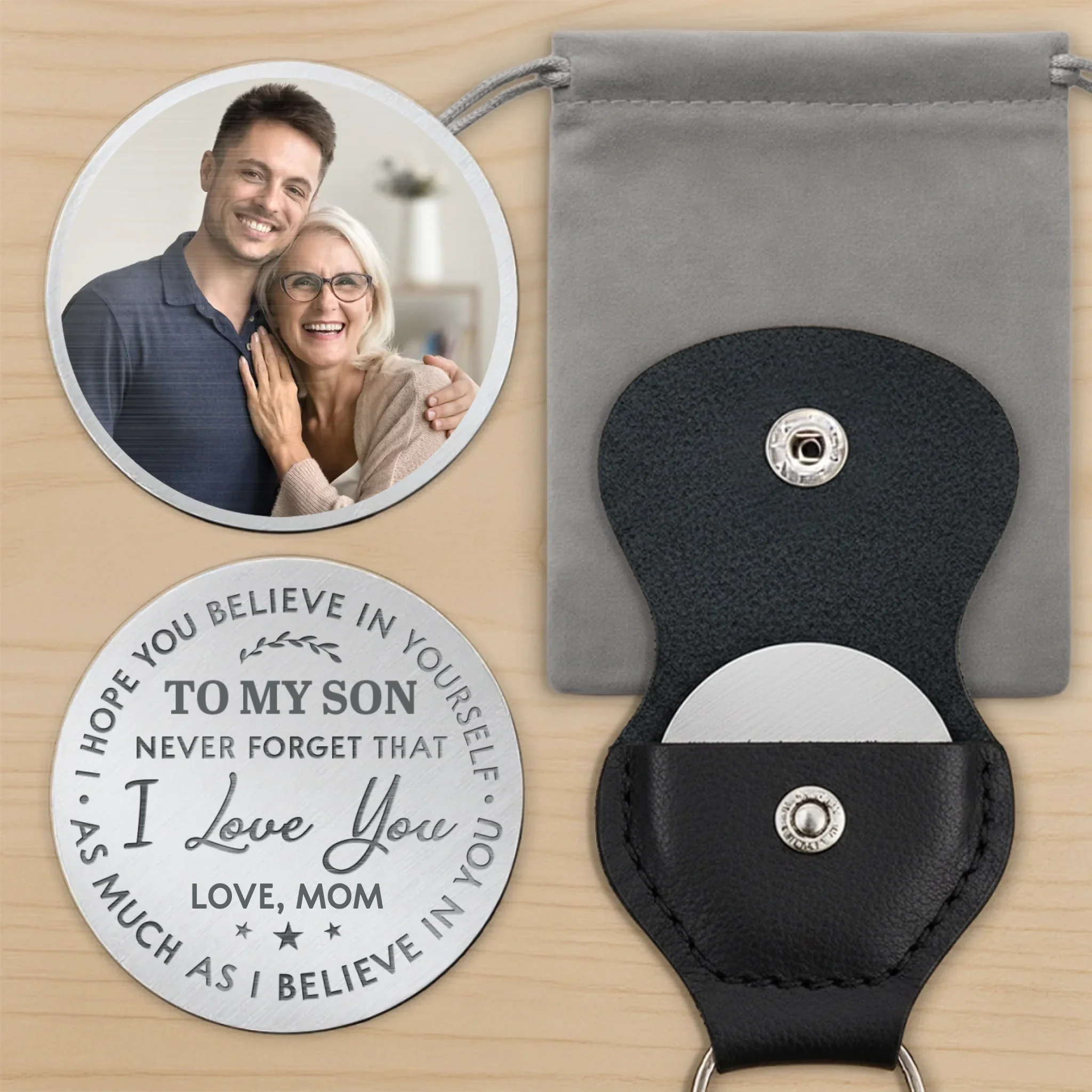 Custom Photo You Carry My Heart, And All My Faith In You - Family Personalized Custom Pocket Hug - Gift For Son, Daughter, Grandson, Granddaughter