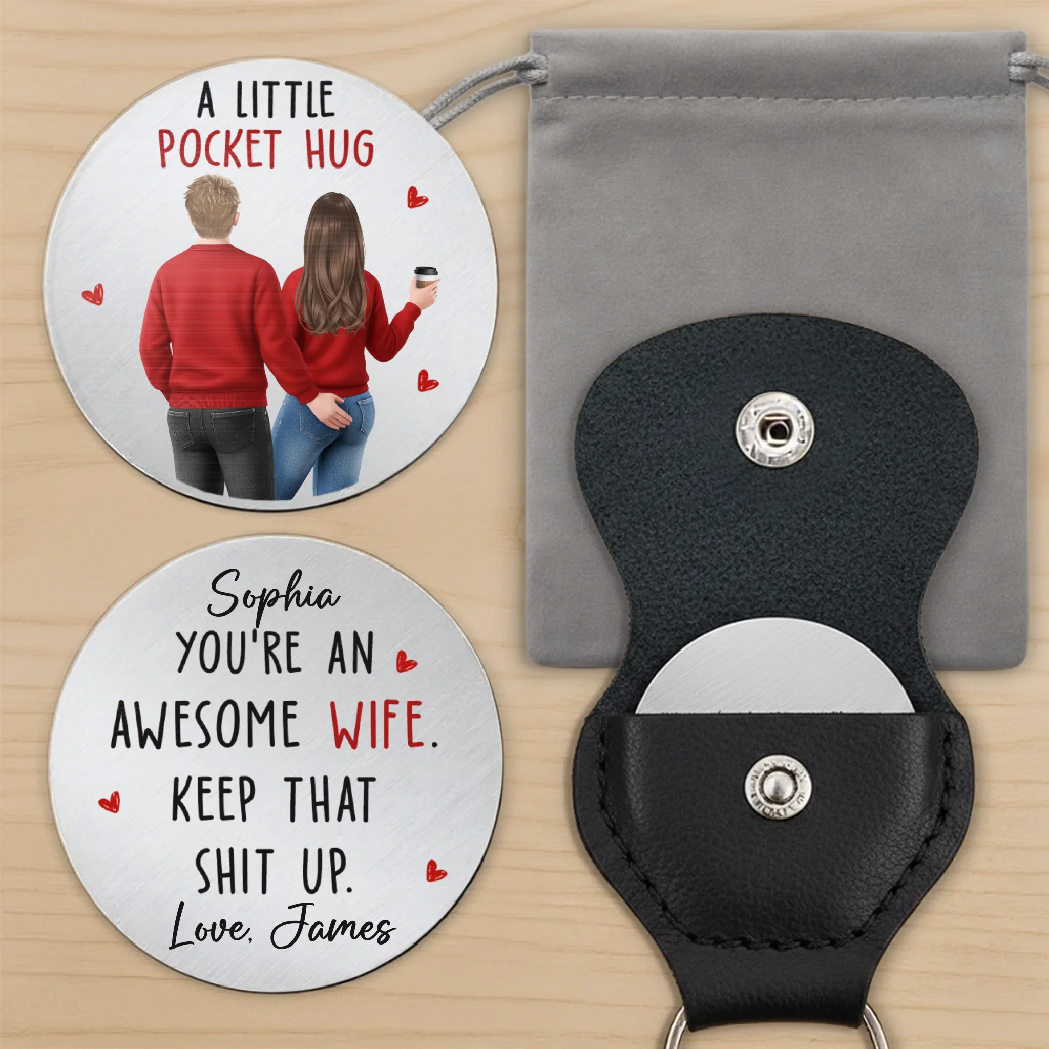 Custom Pocket Hug - Personalized Anniversary Wedding Gifts For Husband And Wife, Him And Her - Together We Keep Choosing Us