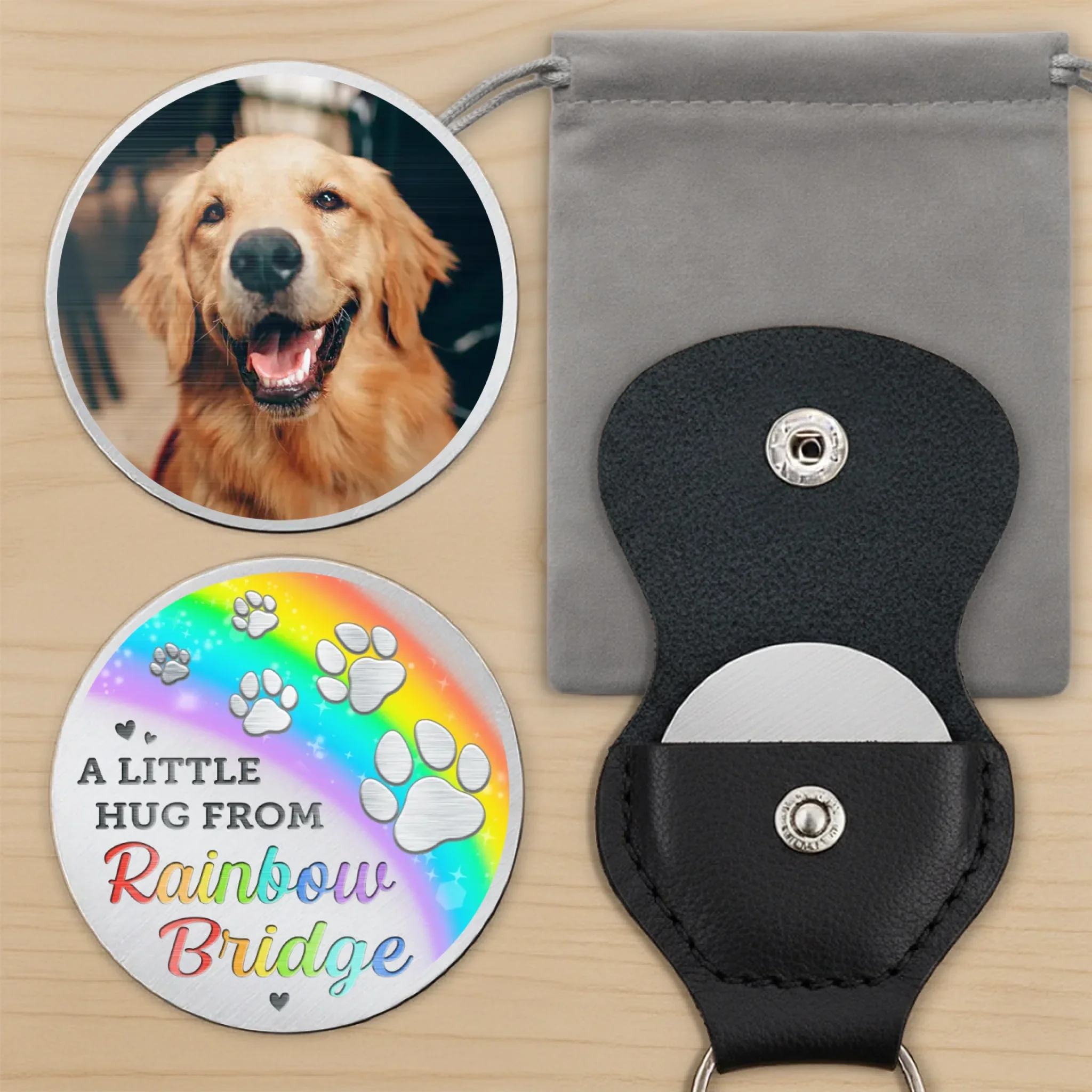 Custom Photo In Every Paw Print, A Piece Of My Heart - Memorial Personalized Custom Pocket Hug - Sympathy Gift For Pet Owners, Pet Lovers