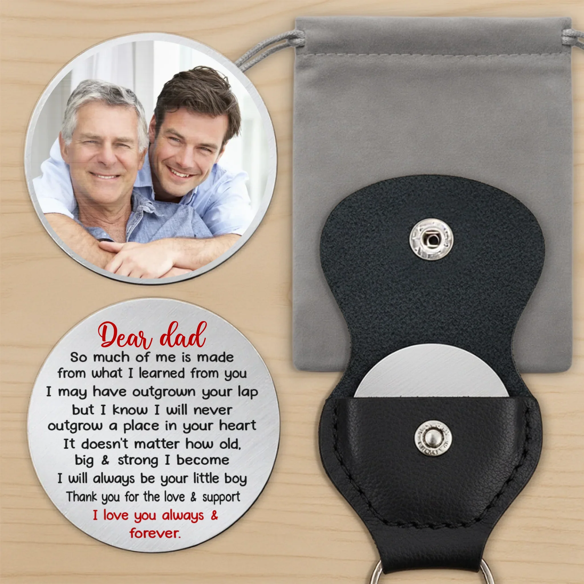 Custom Photo Thank You For Always Being My Guide - Family Personalized Custom Pocket Hug - Father's Day, Gift For Dad, Grandpa, Son, Daughter, Grandson, Granddaughter