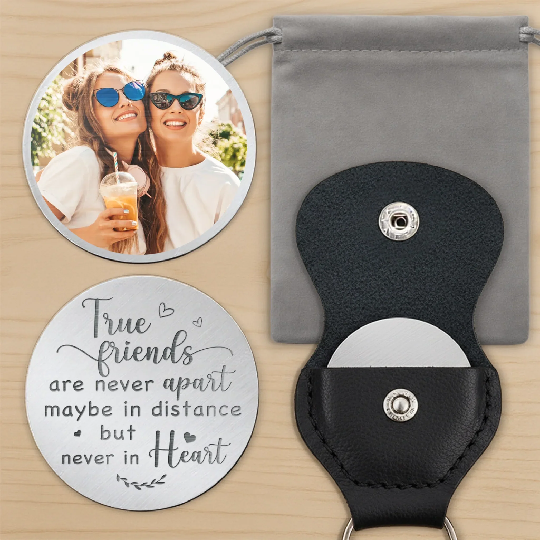 Custom Photo True Friends Are Never Apart - Family Personalized Custom Pocket Hug - Graduation Gift For Family Members, Siblings, Brothers, Sisters
