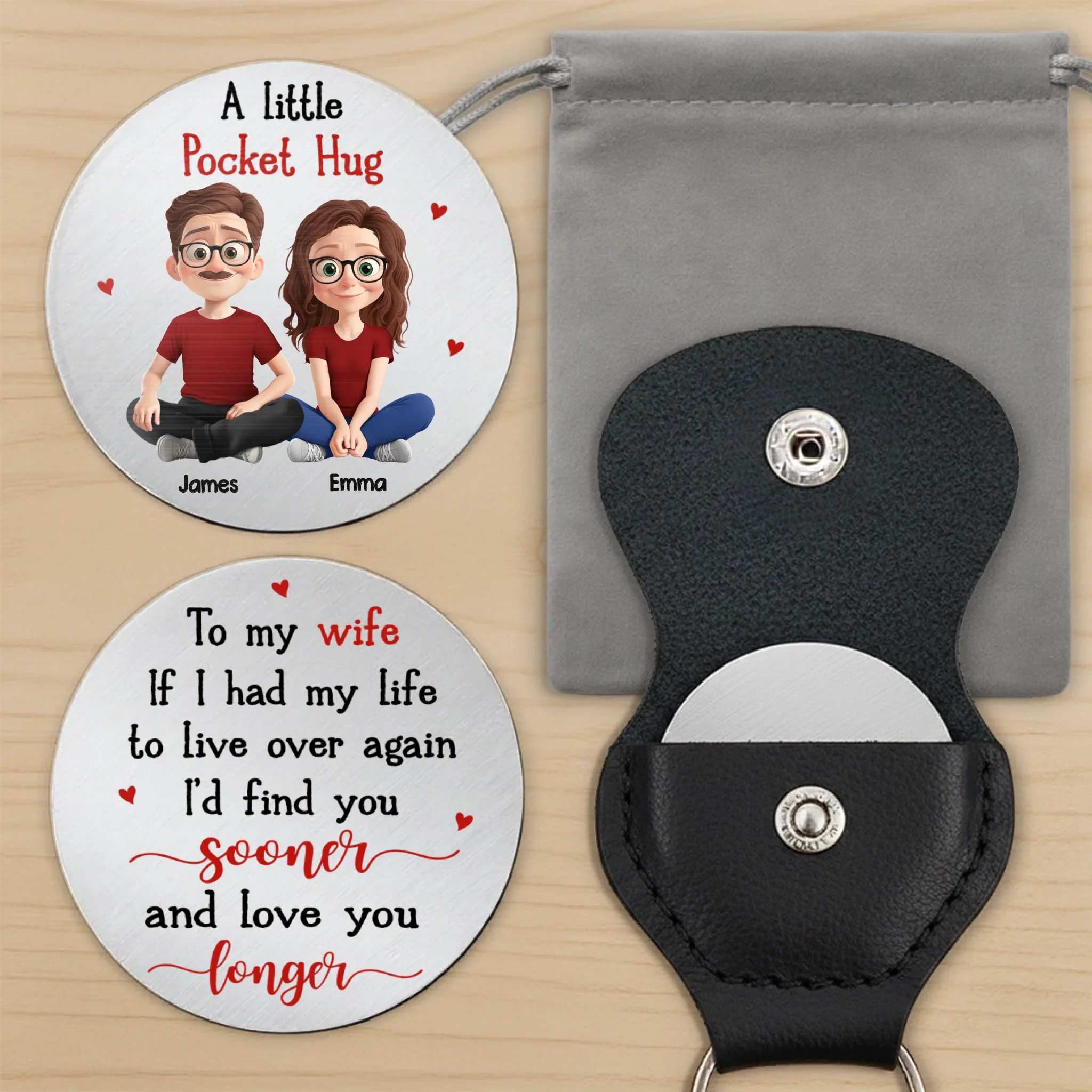 Custom Pocket Hug - Personalized Anniversary Wedding Gifts For Husband And Wife, Him And Her - Built On Trust And Laughter