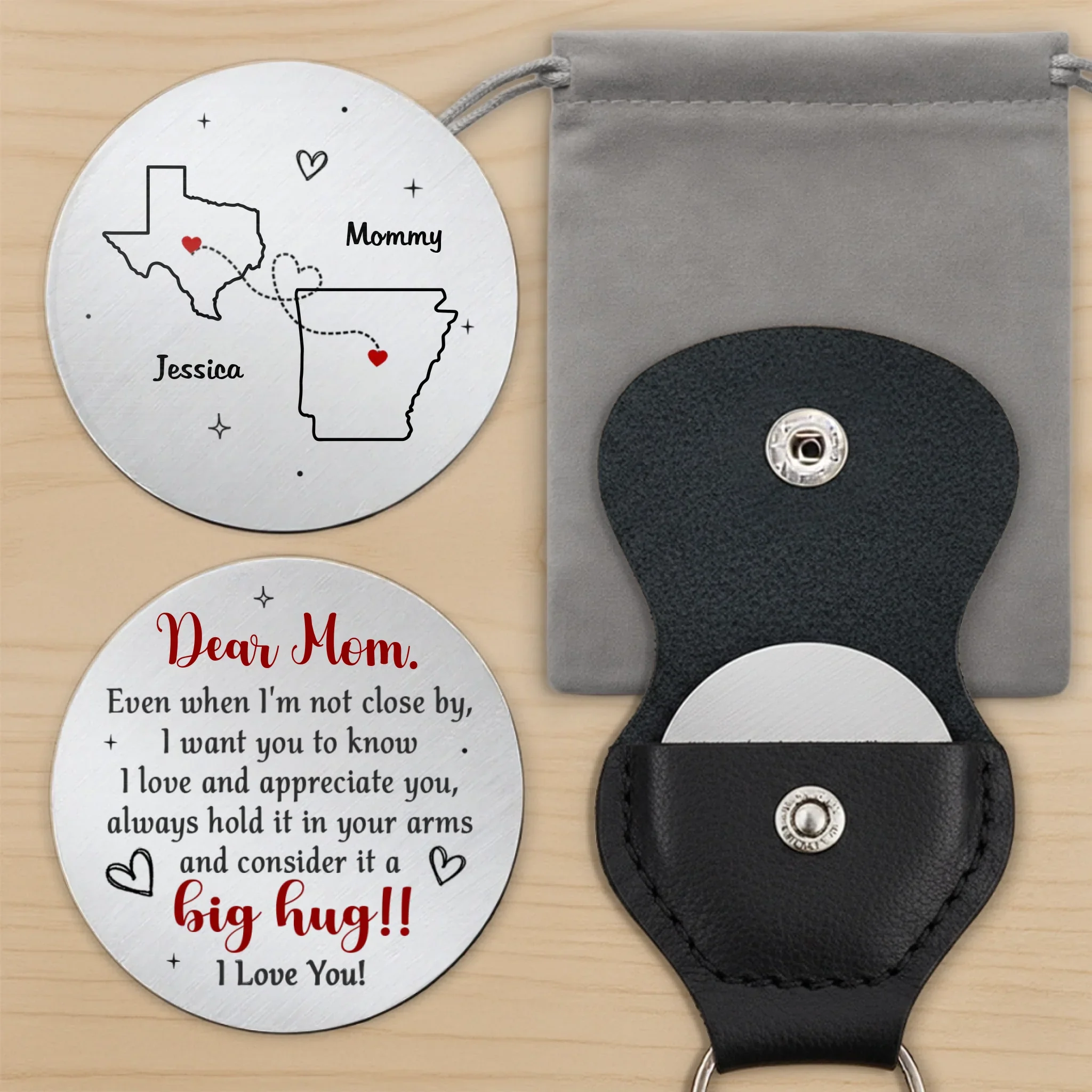 Distance Means Nothing To The Heart - Family Personalized Custom Pocket Hug - Mother's Day, Gift For Mom, Grandma