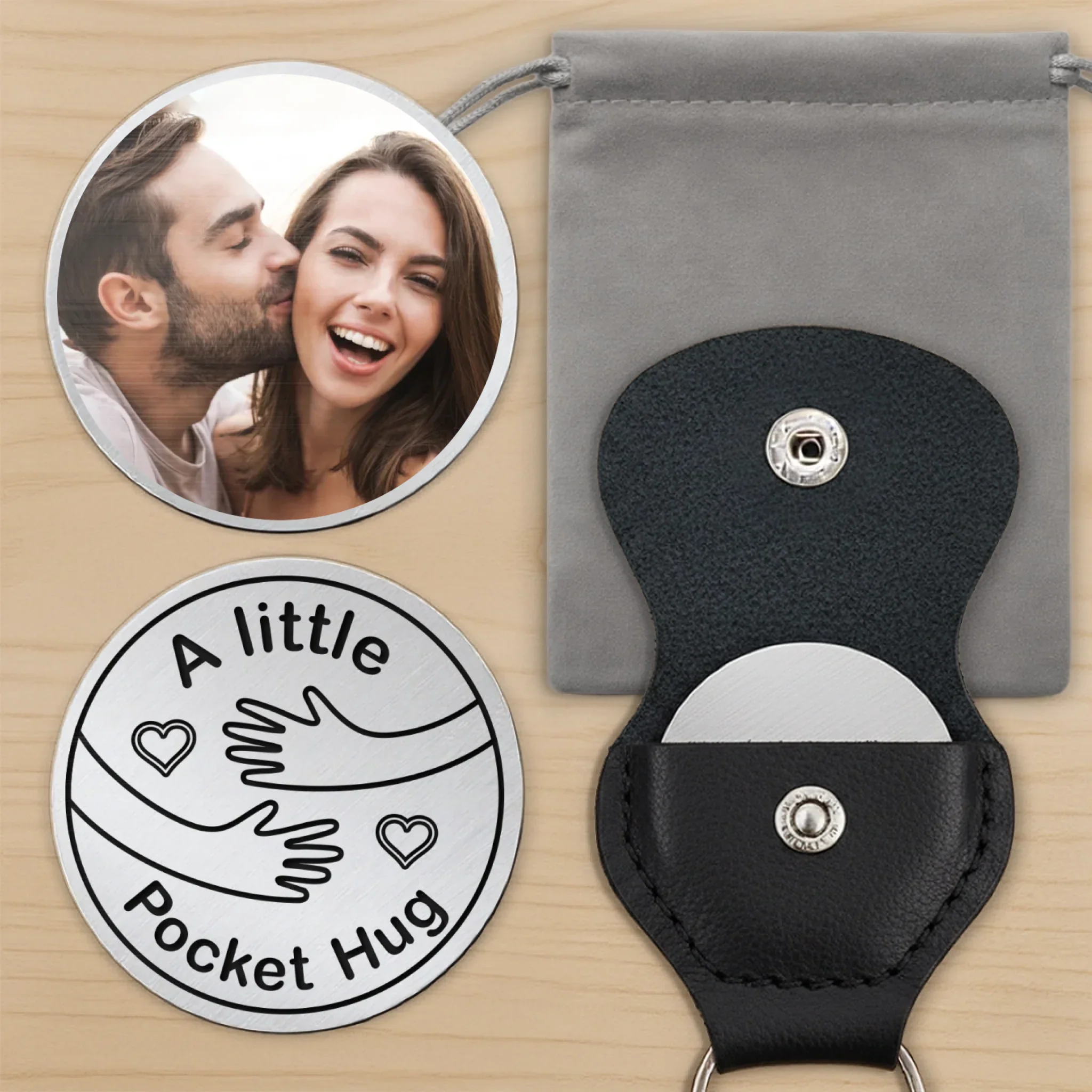 Custom Photo Keep A Hug With You, Always - Couple Personalized Custom Pocket Hug - Gift For Husband Wife, Anniversary
