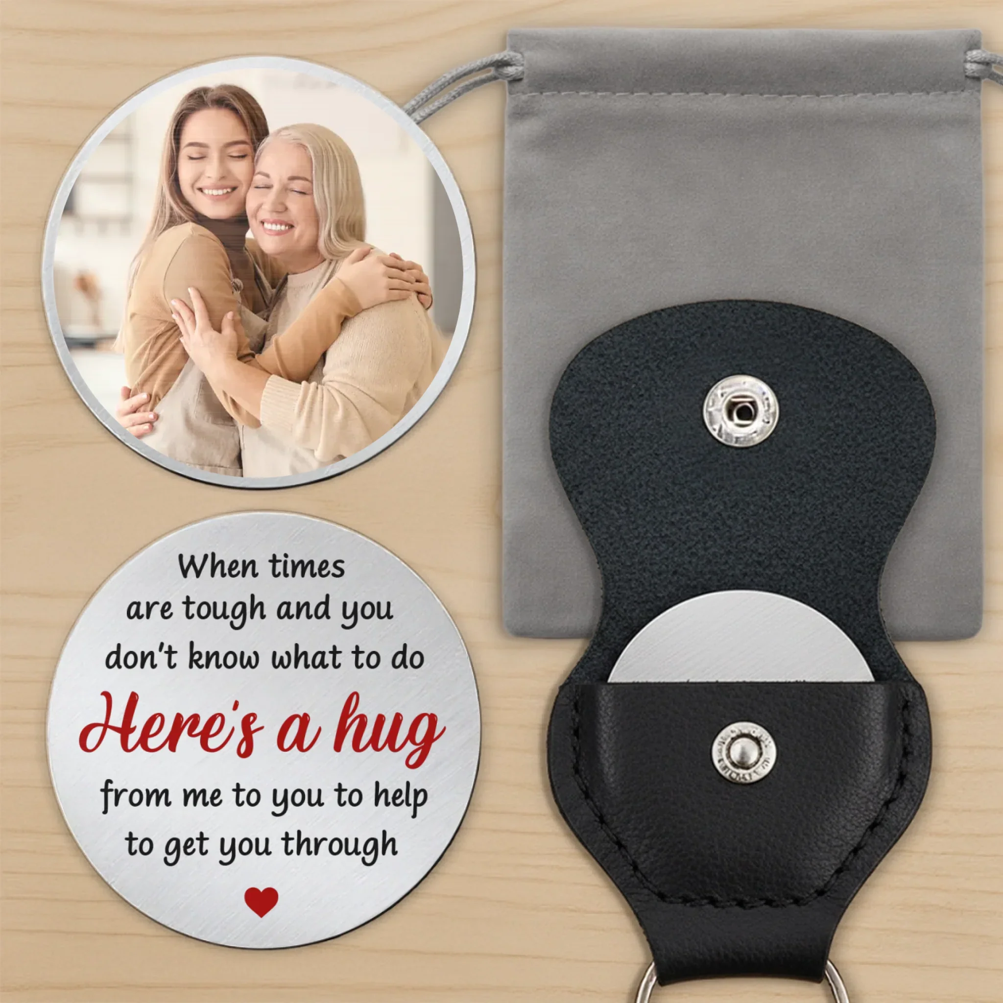 Custom Photo A Hug In Words For When I Can’t Be There To Hold You - Family Personalized Custom Pocket Hug - Gift For Family Members