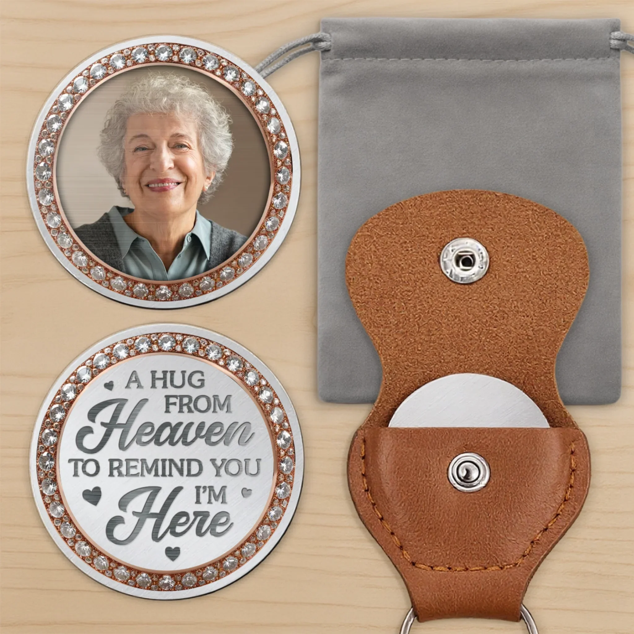 Custom Photo Pocket Hug - Personalized Memorial Sympathy Gifts For Loss Of Mom, Dad - In My Heart, Always With You