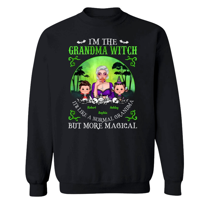 Grandma Mom Witch Neon Green Moon Halloween Personalized Shirt
