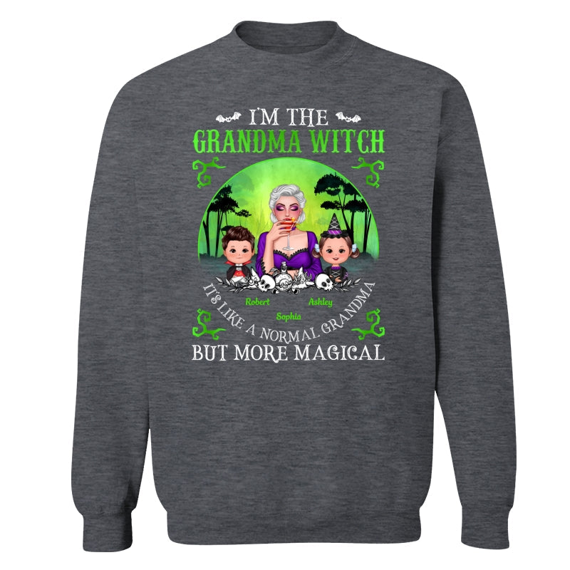 Grandma Mom Witch Neon Green Moon Halloween Personalized Shirt