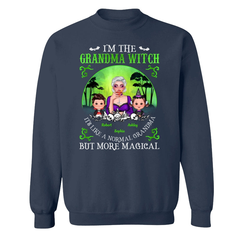 Grandma Mom Witch Neon Green Moon Halloween Personalized Shirt