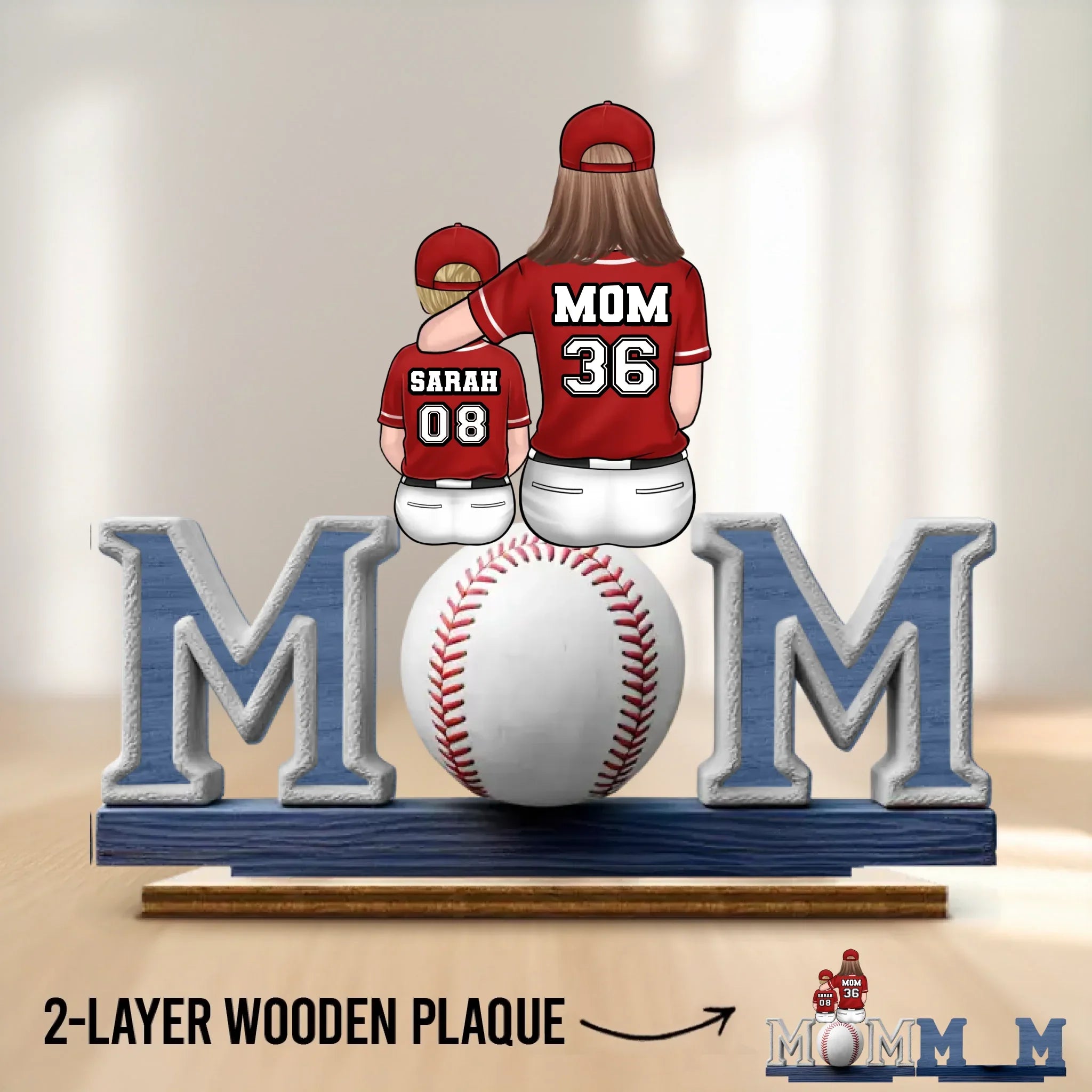 Raising Champions With Love - Family Personalized Custom Shaped 2-Layered Wooden Plaque With Flat Stand - Mother's Day, House Warming Gift For Mom, Sport Lovers, Sport Players