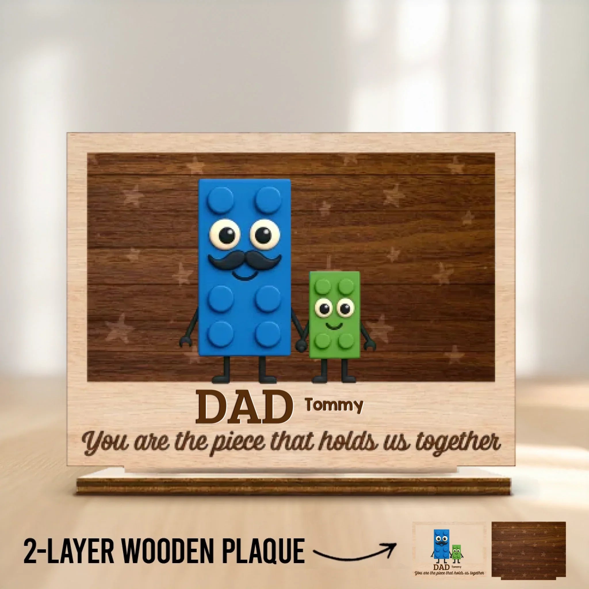 The Hands That Built Our World - Family Personalized Custom 2-Layered Wooden Plaque With Stand - Father's Day, Gift For Dad, Grandpa copy