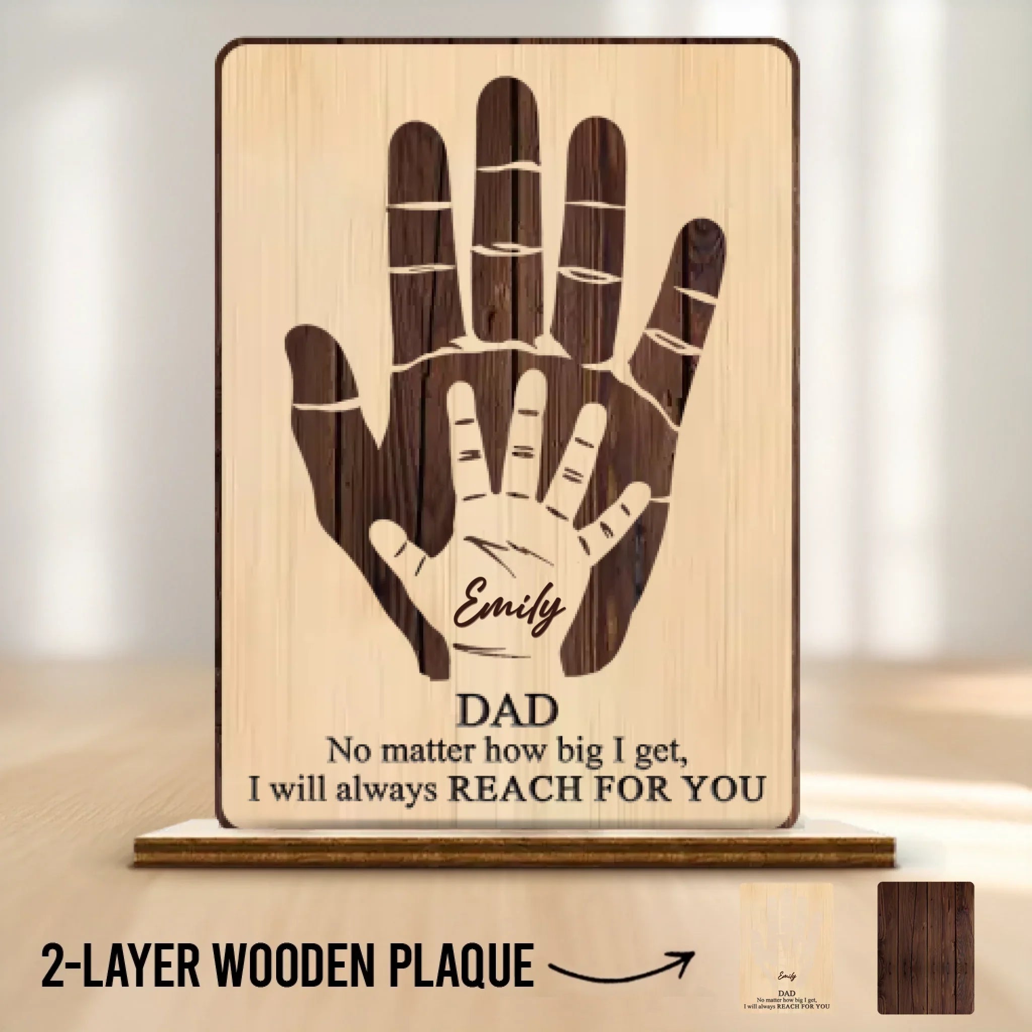 Your Love Is My Lifelong Compass - Family Personalized Custom Shaped 2-Layered Wooden Plaque With Flat Stand - Father's Day, House Warming Gift For Dad, Grandpa