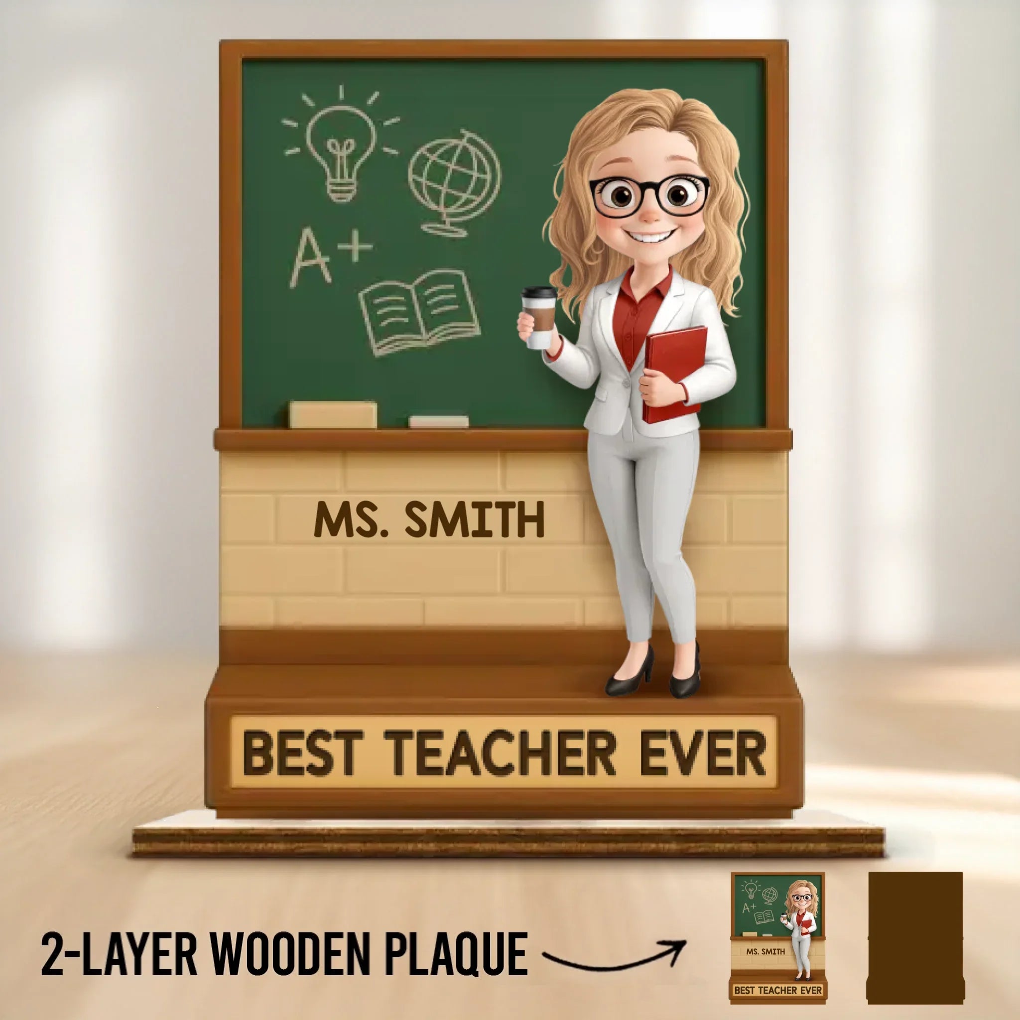 Custom 2-Layered Wooden Plaque - Personalized Back To School Gifts For Teachers - Discover, Grow, And Shine Here