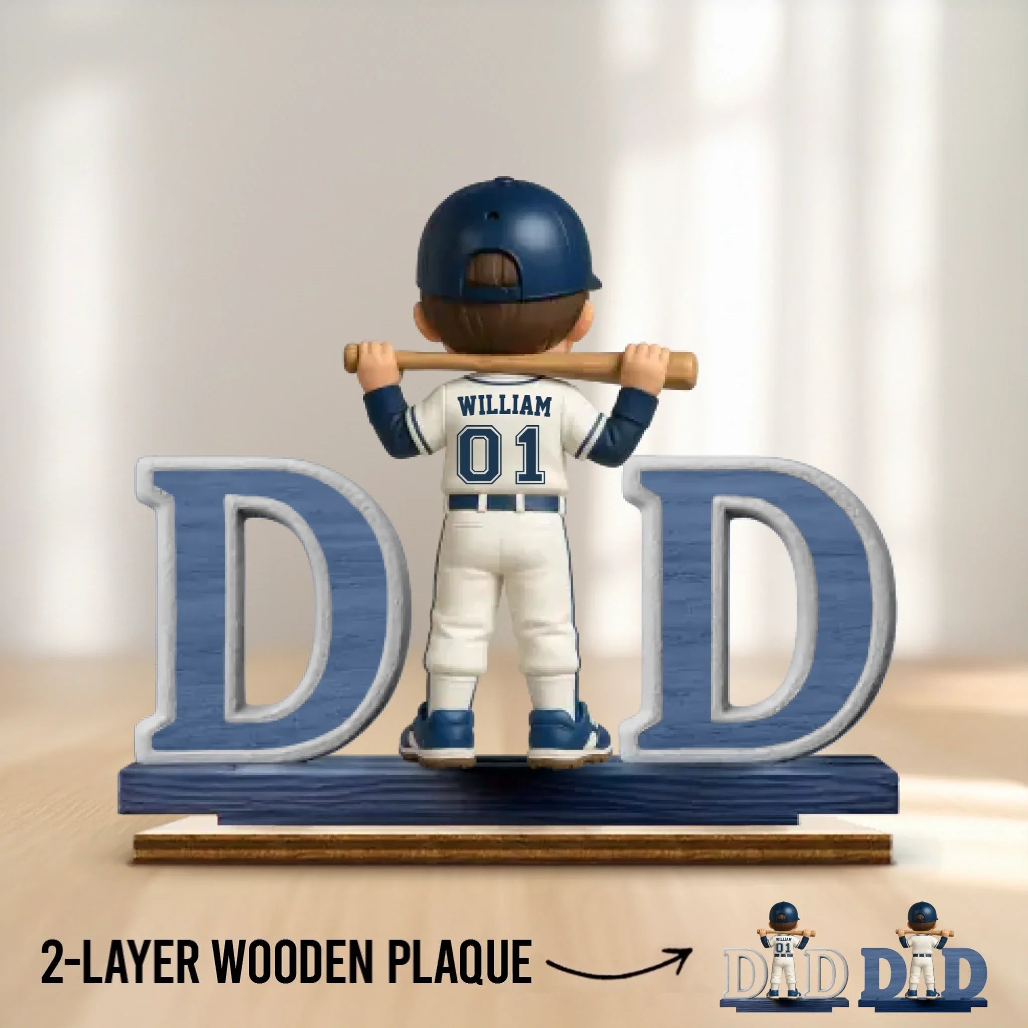 Pitch Perfect Dad - Family Personalized Custom Shaped 2-Layered Wooden Plaque With Flat Stand - Father's Day, House Warming Gift For Dad, Sport Lovers, Sport Players