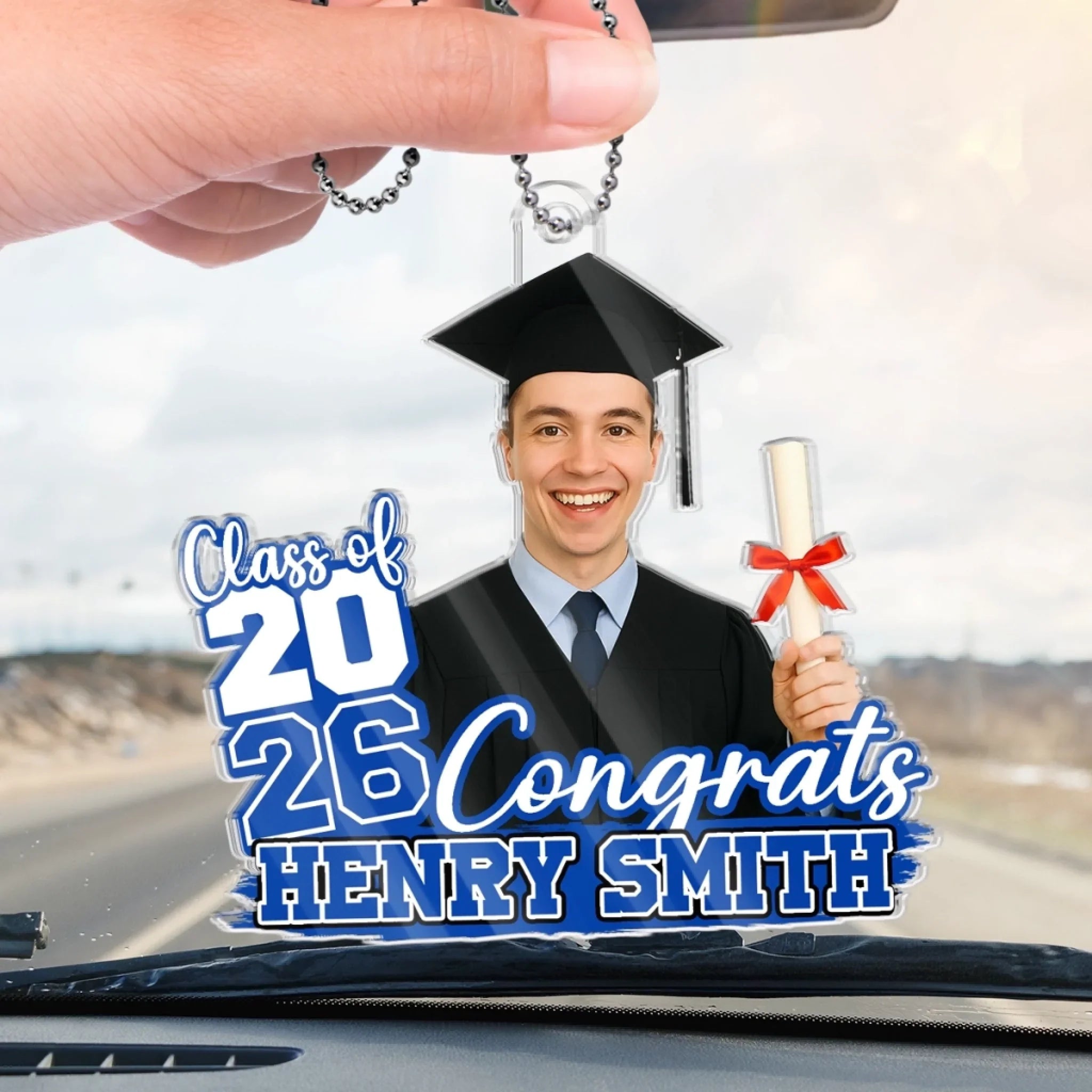 Custom Photo Proud Beyond Words - Family Personalized Custom Car Ornament - Acrylic Custom Shaped - Graduation Gift For Family Members, Siblings, Brothers, Sisters