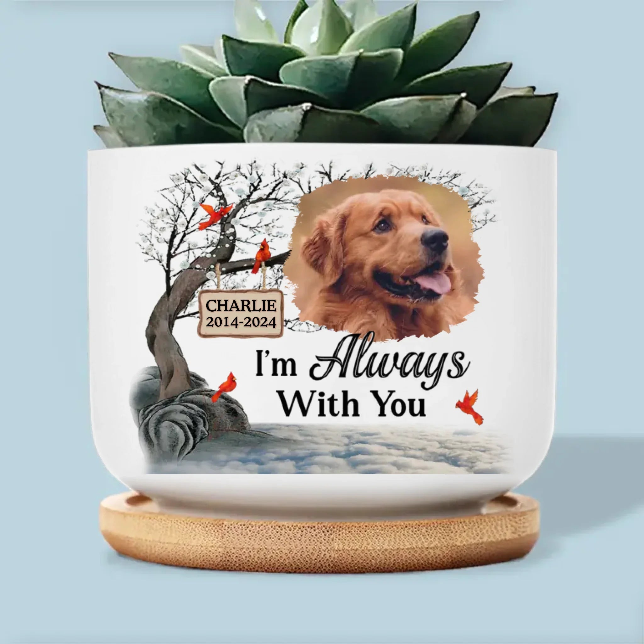 Custom Photo I'm Always With You - Memorial Personalized Custom Home Decor Ceramic Plant Pot - Sympathy Gift For Pet Owners, Pet Lovers