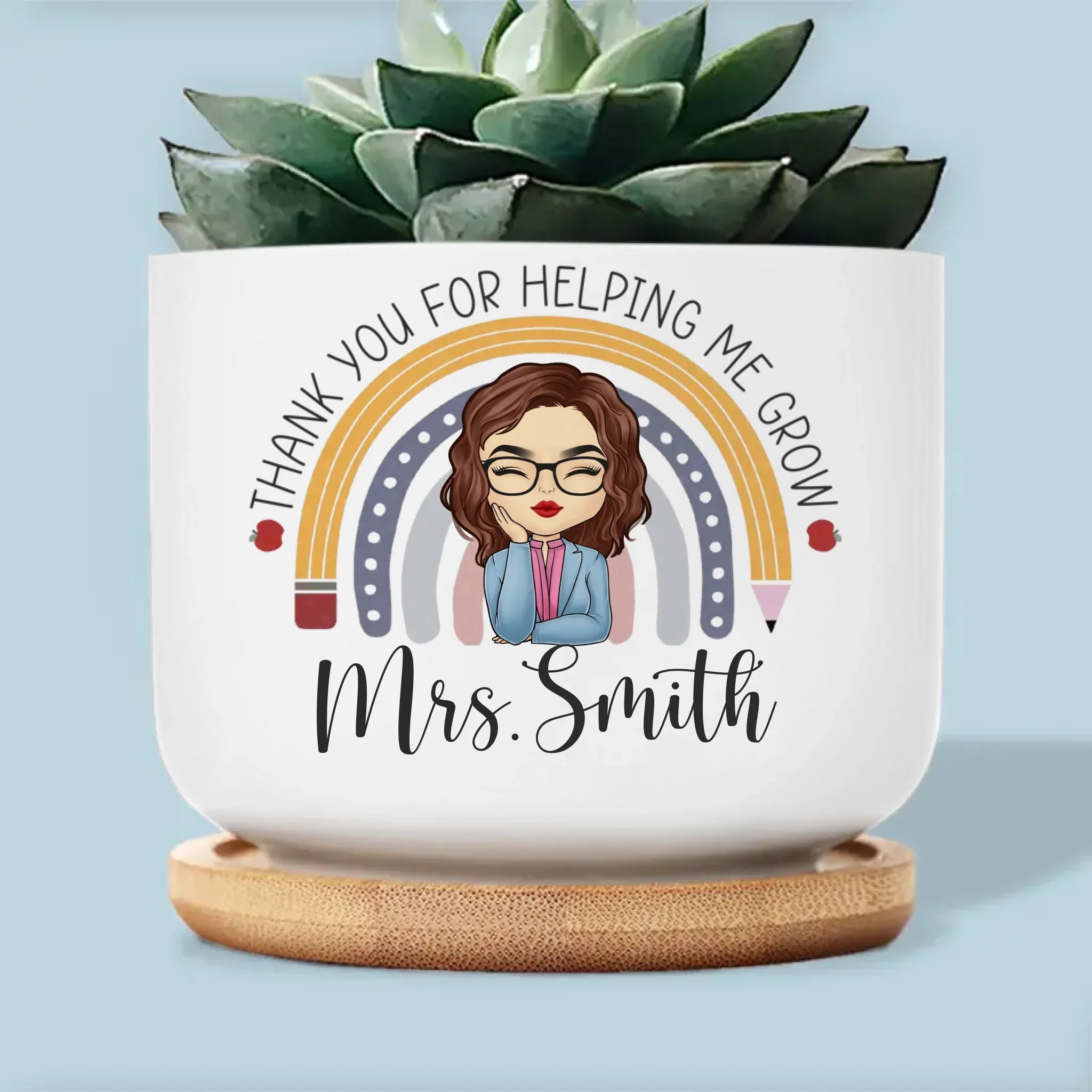 We Grow Toward The Light - Teacher Personalized Custom Home Decor Ceramic Plant Pot - Gift For Teacher