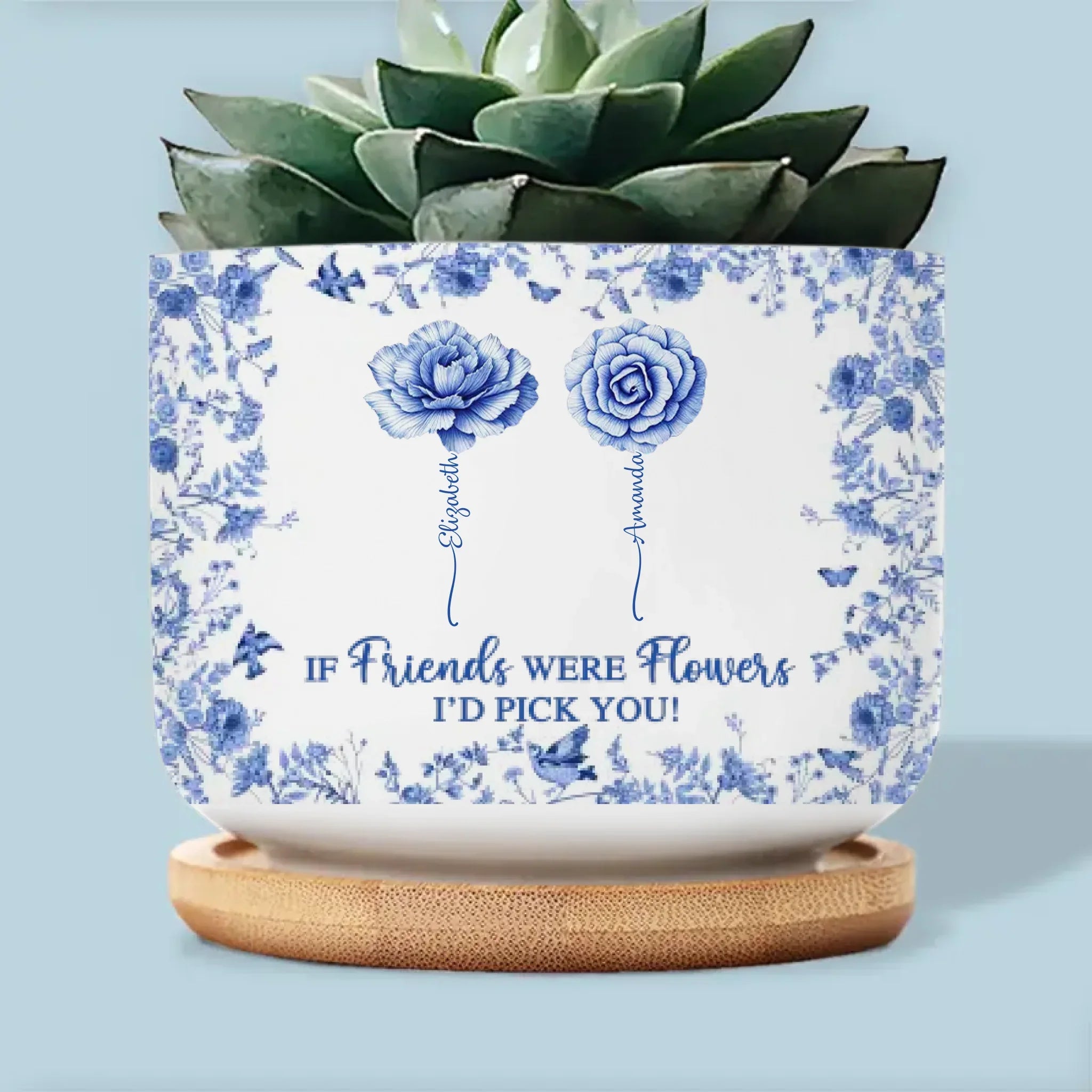 Custom Home Decor Ceramic Plant Pot - Personalized Best Friend Birthday Gifts For Women - Time Nurtures Everlasting Bonds