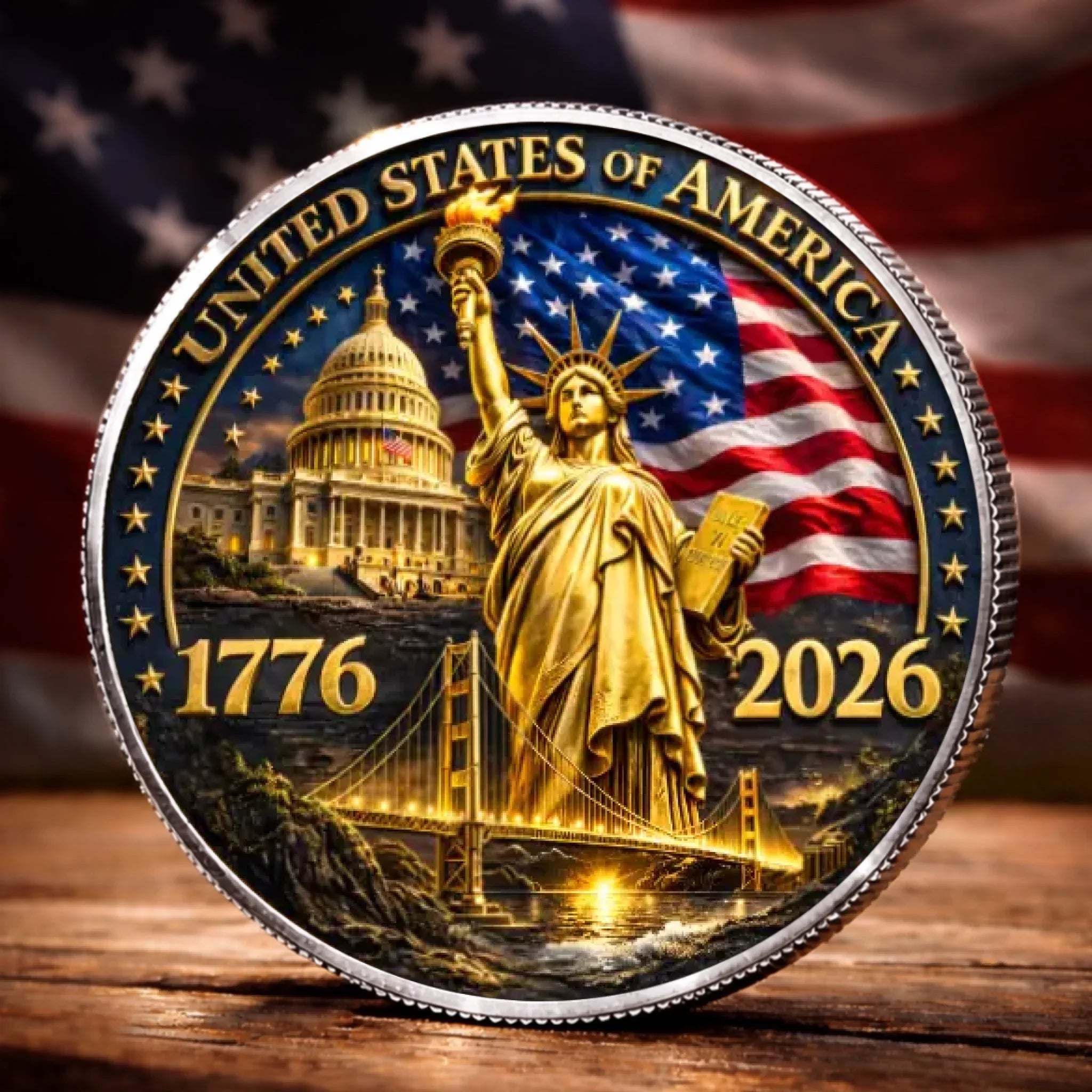 Commemorative Keepsake Coin - America 250th Anniversary Gifts For Women, Men - United By Courage, Bound By Honor