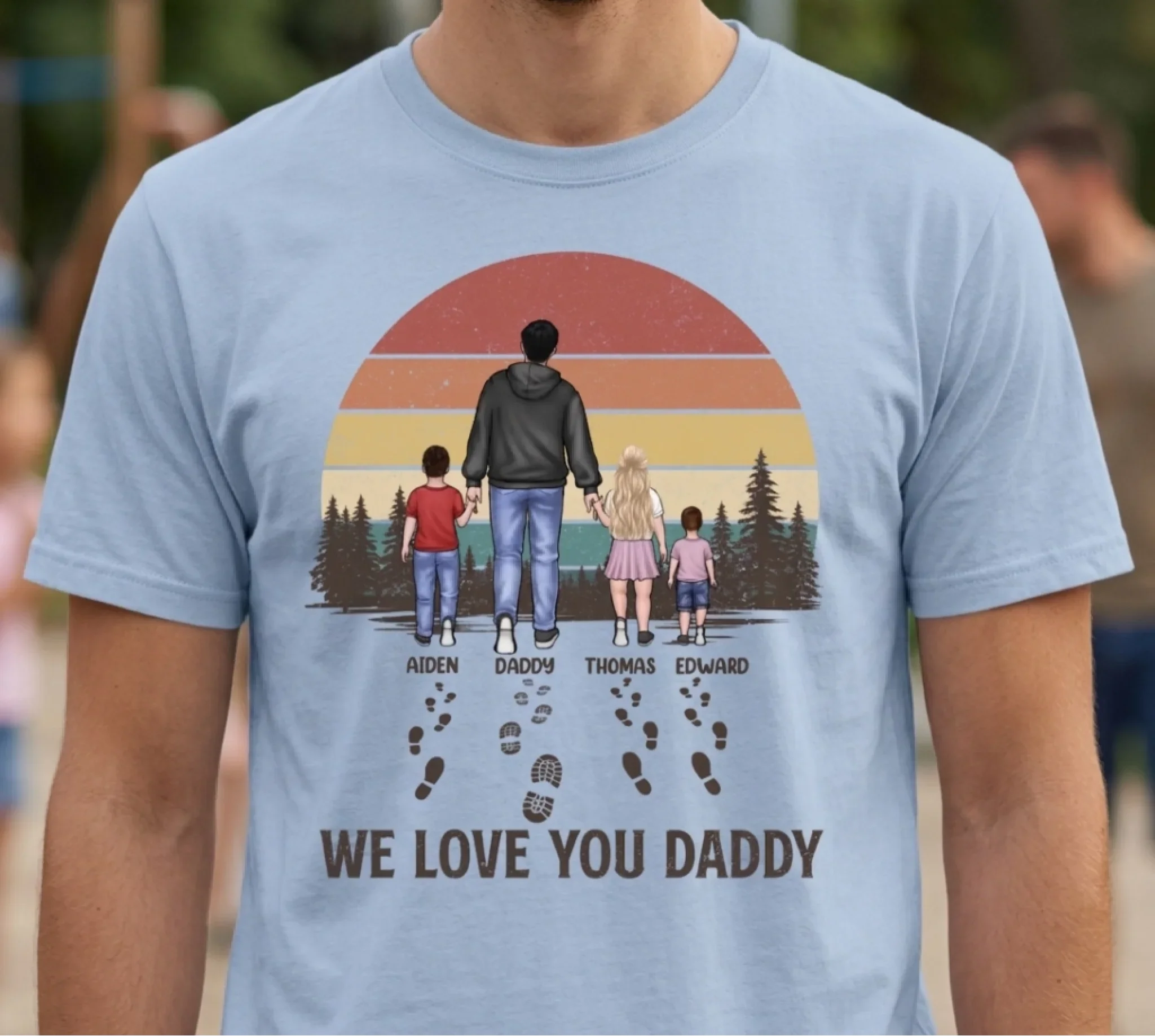 Walk Together Stay Close - Family Personalized Custom Unisex T-shirt, Premium T-shirt, Hoodie - Father's Day, Gift For Dad, Grandpa