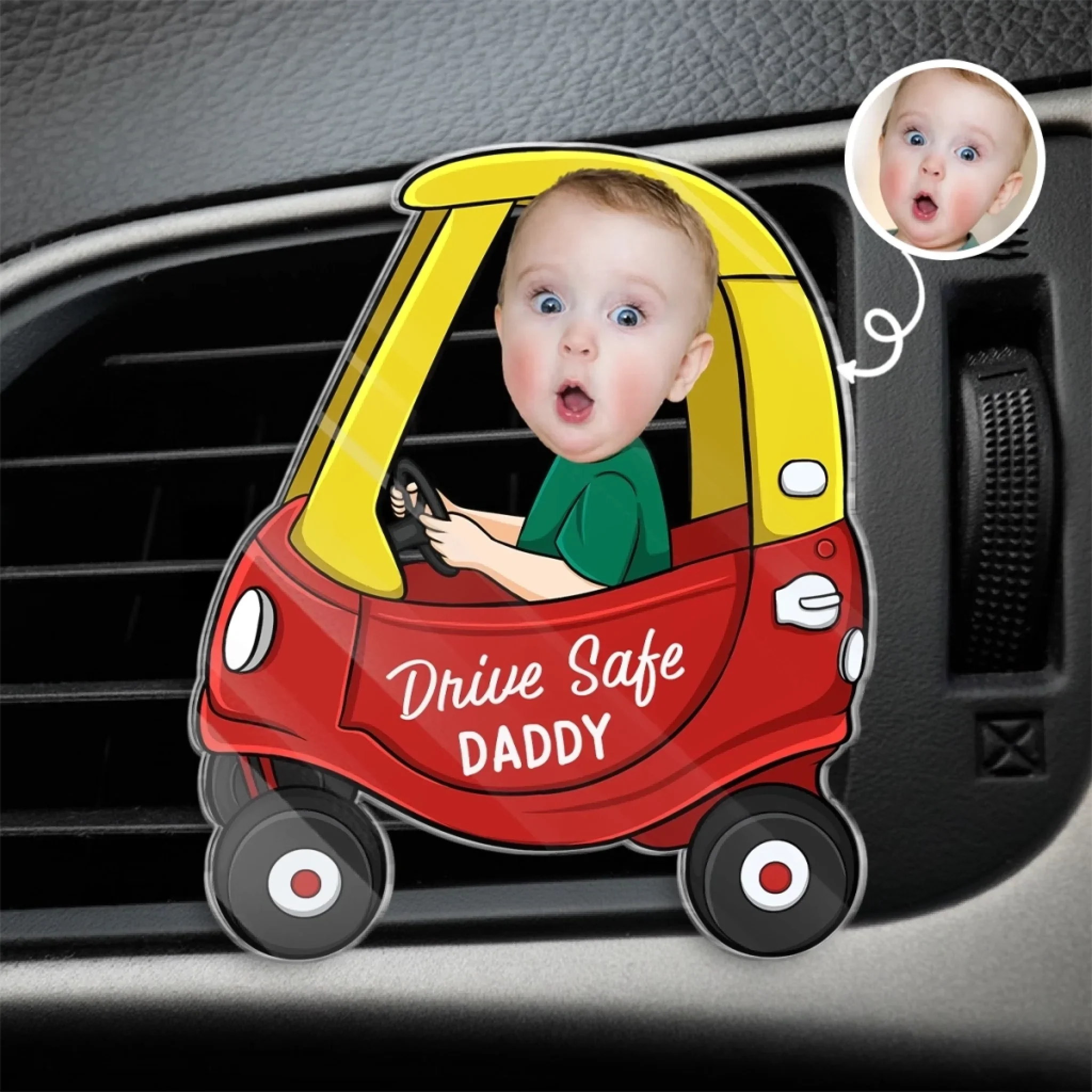 Custom Photo Acrylic Car Vent Clip - Personalized Father's Day Gifts For Dad, Grandpa - Love Rides With You