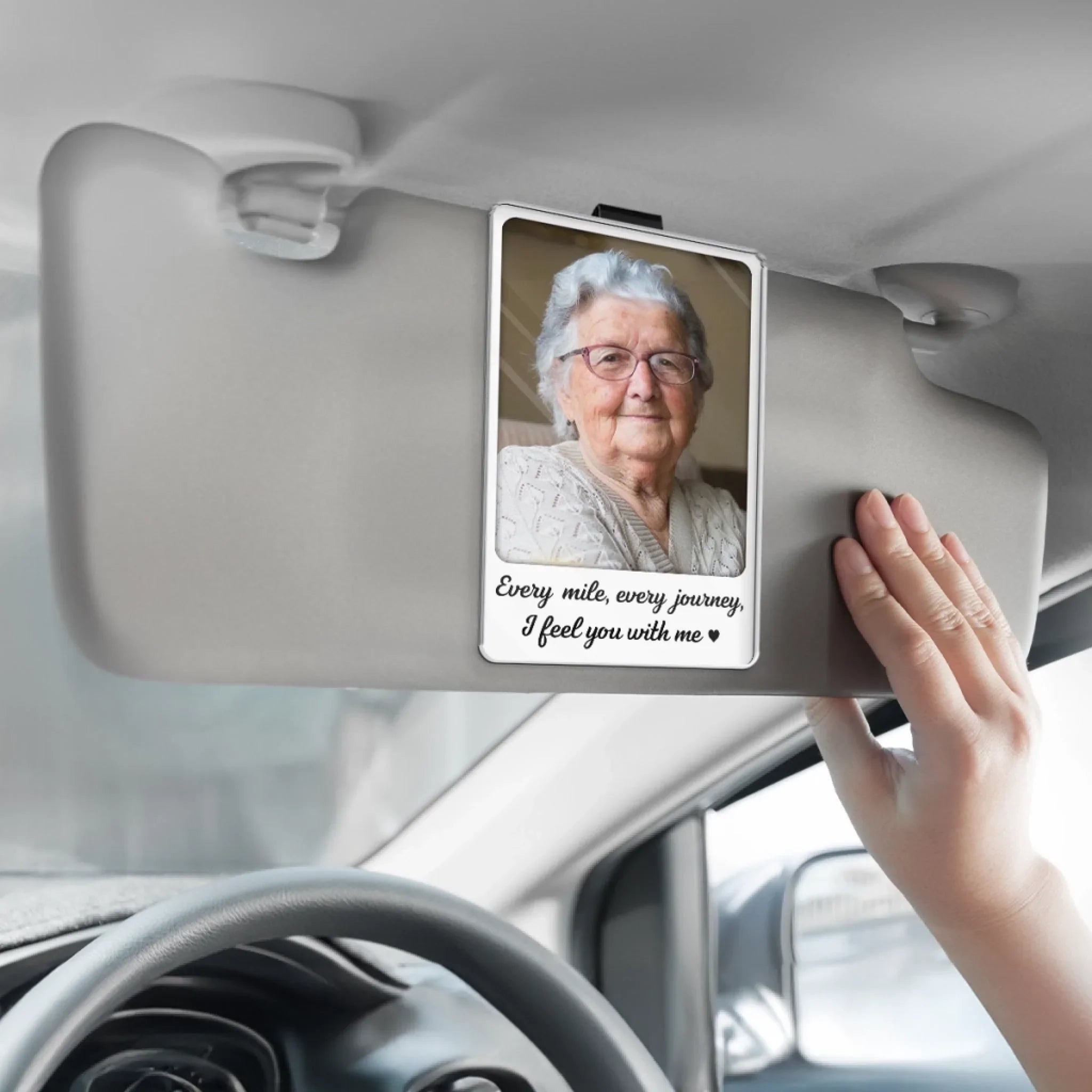 Custom Photo Acrylic Car Visor Clip - Personalized Memorial Sympathy Gifts For Loss Of Mom, Dad - Forever My Road Guardian