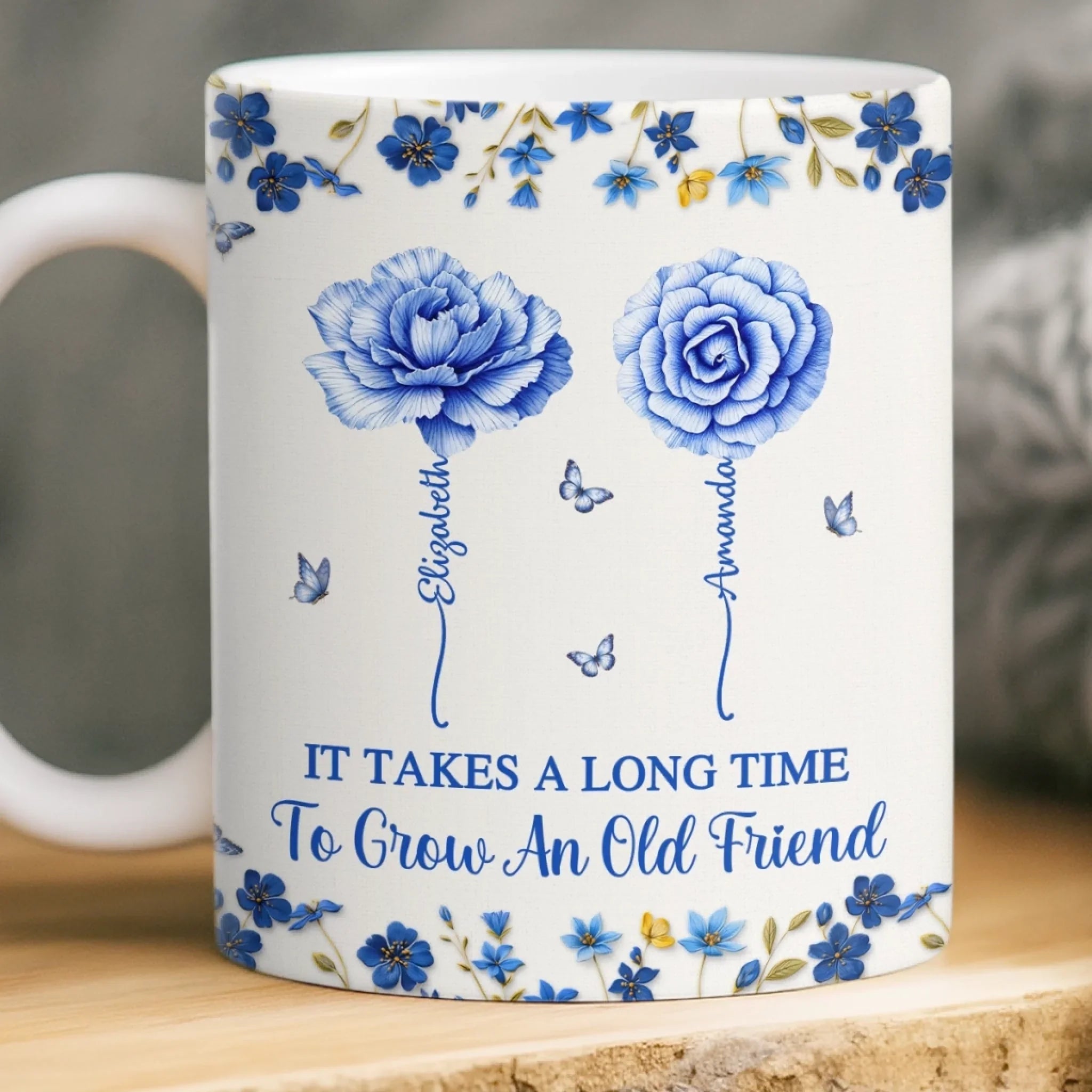 Custom Mug - Personalized Best Friend Birthday Gifts For Women, Besties, Sisters, BFF - Friendship In Full Bloom