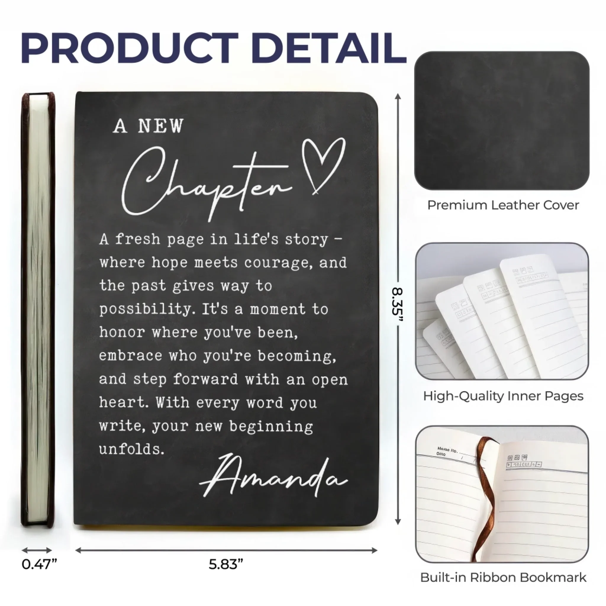 Custom Leather Writing Journal - Personalized Retirement Gifts For Women, Men - Write The Life You Want
