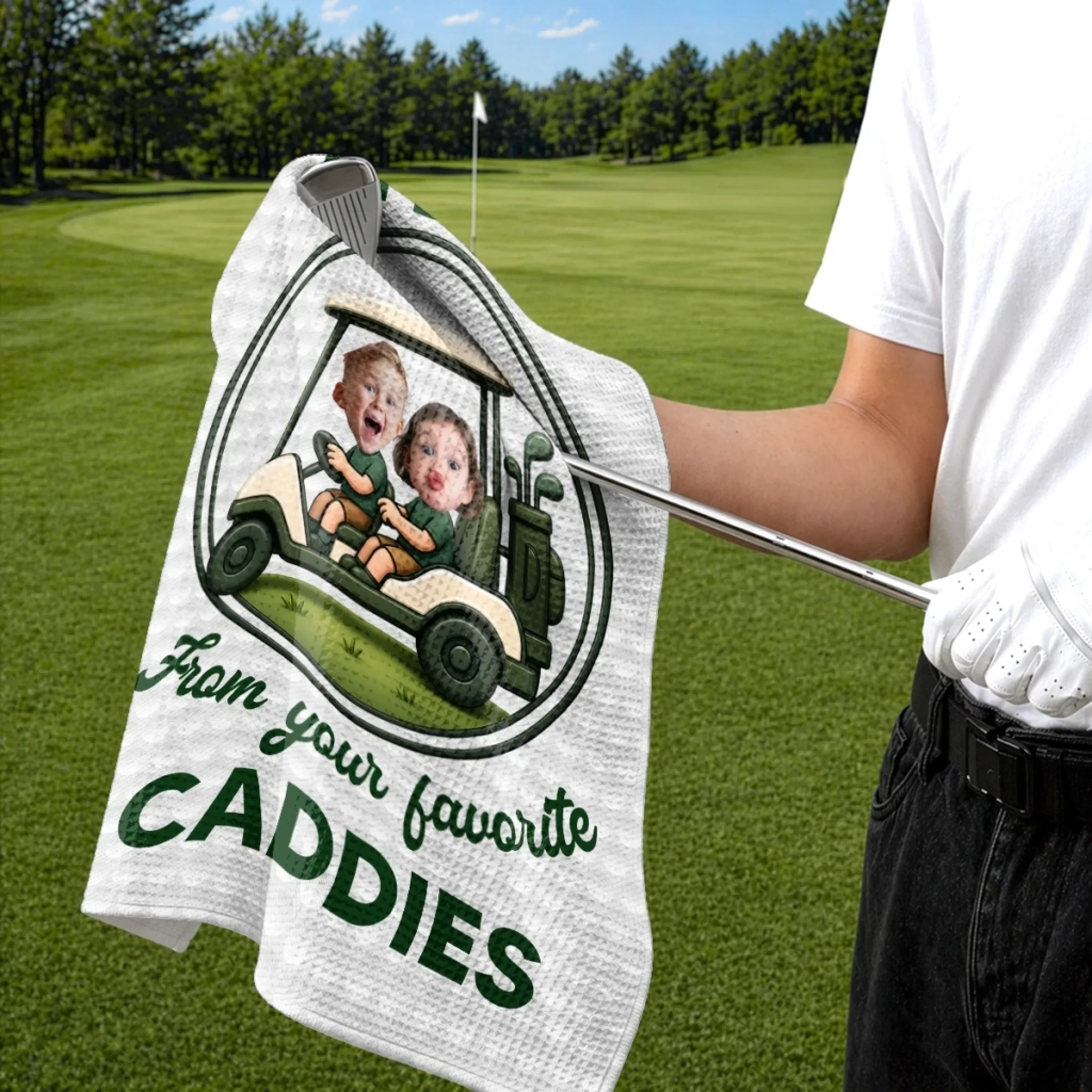 Custom Photo Golf Towel - Personalized Father's Day Birthday Golf Gifts For Dad, Grandpa - Life Is Better On The Green