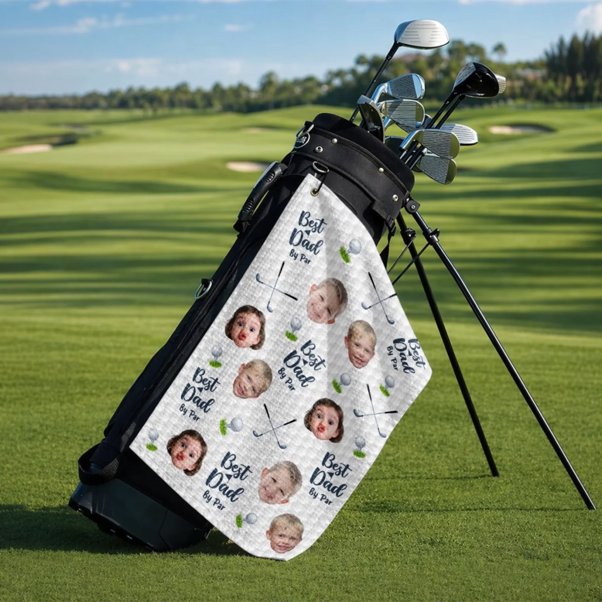 Custom Photo Golf Towel - Personalized Father's Day Birthday Golf Gifts For Dad, Grandpa - Good Days Start With Golf