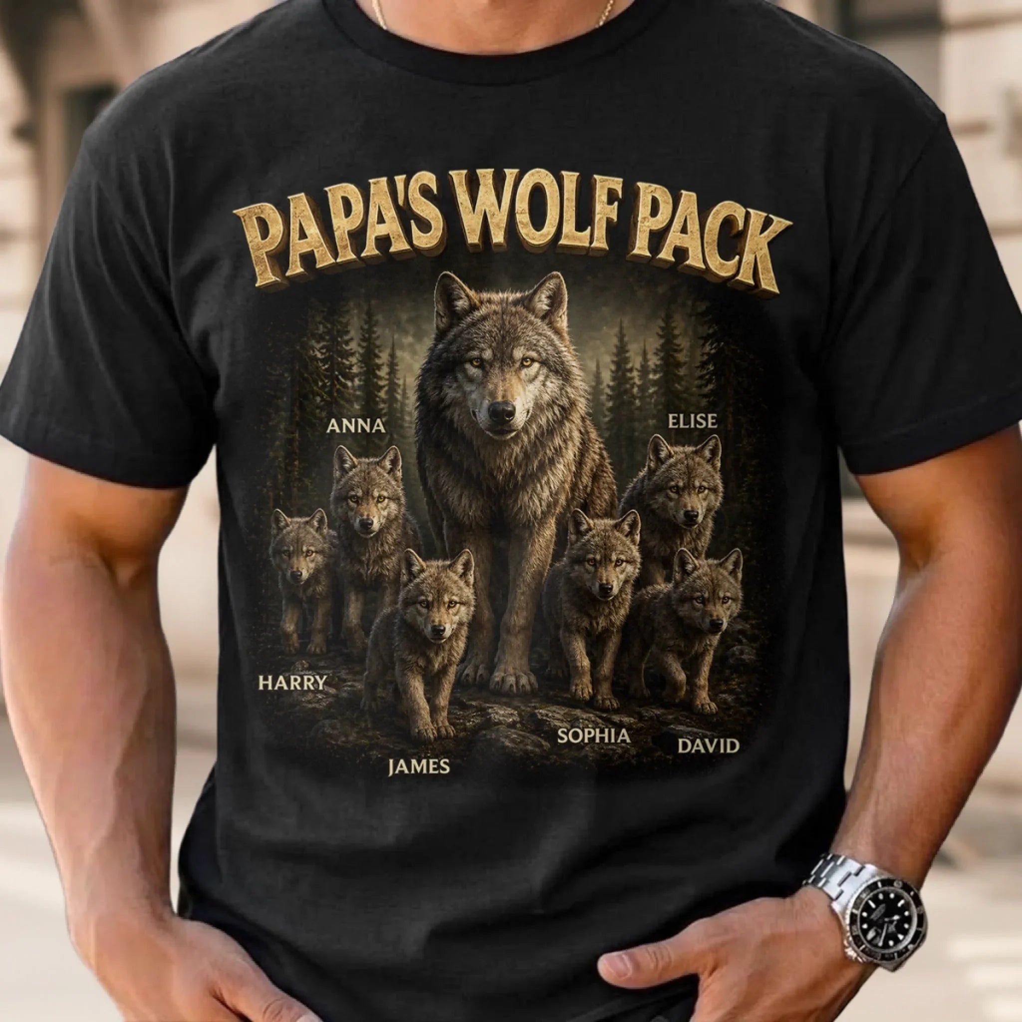 Custom Unisex T-shirt, Premium T-shirt, Hoodie - Personalized Father's Day Birthday Gifts For Dad, Grandpa - Strength Of The Pack Runs Deep