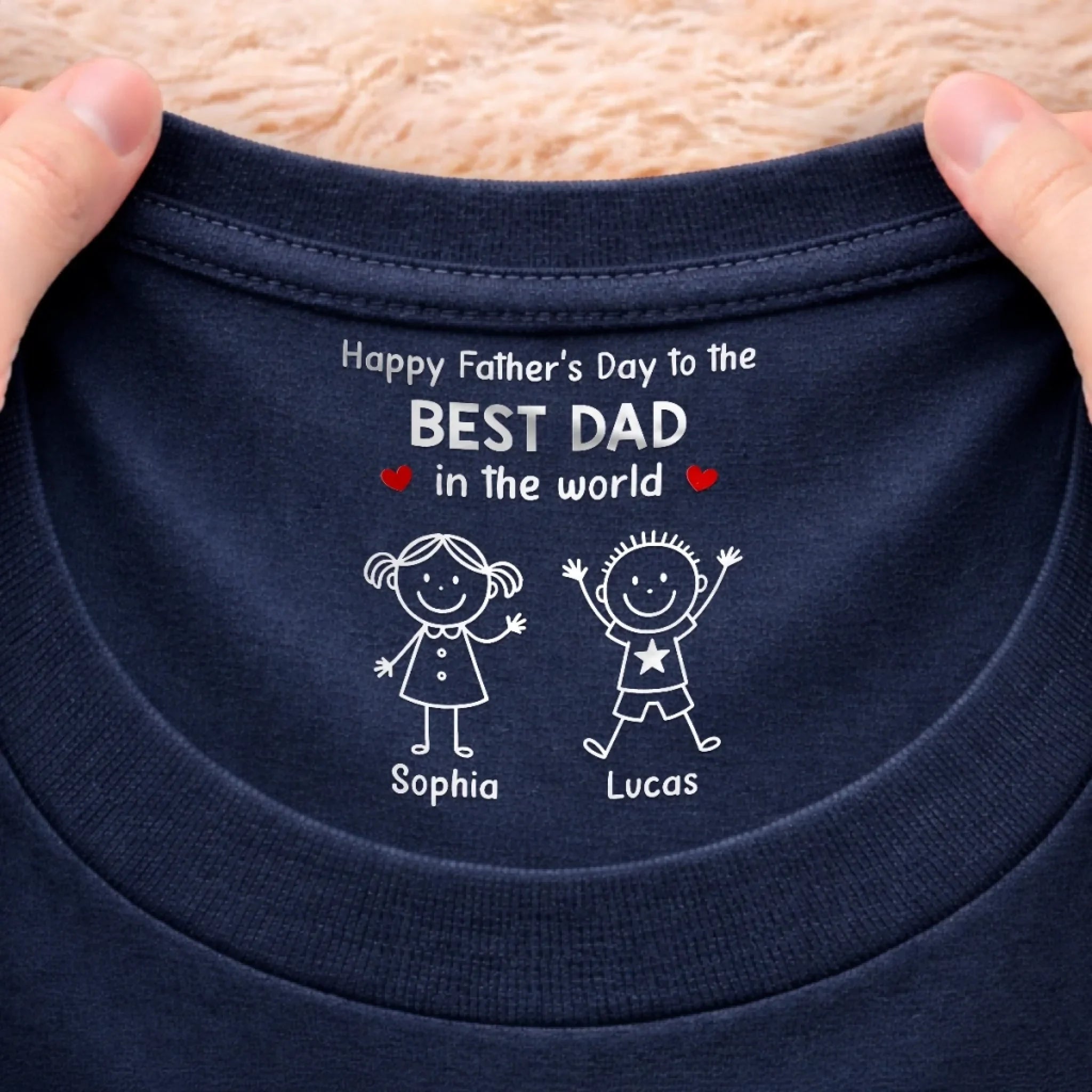 Custom Inside Neck Print T-Shirt - Personalized Father's Day Birthday Gifts For Dad, Grandpa - Dad Is My Greatest Strength