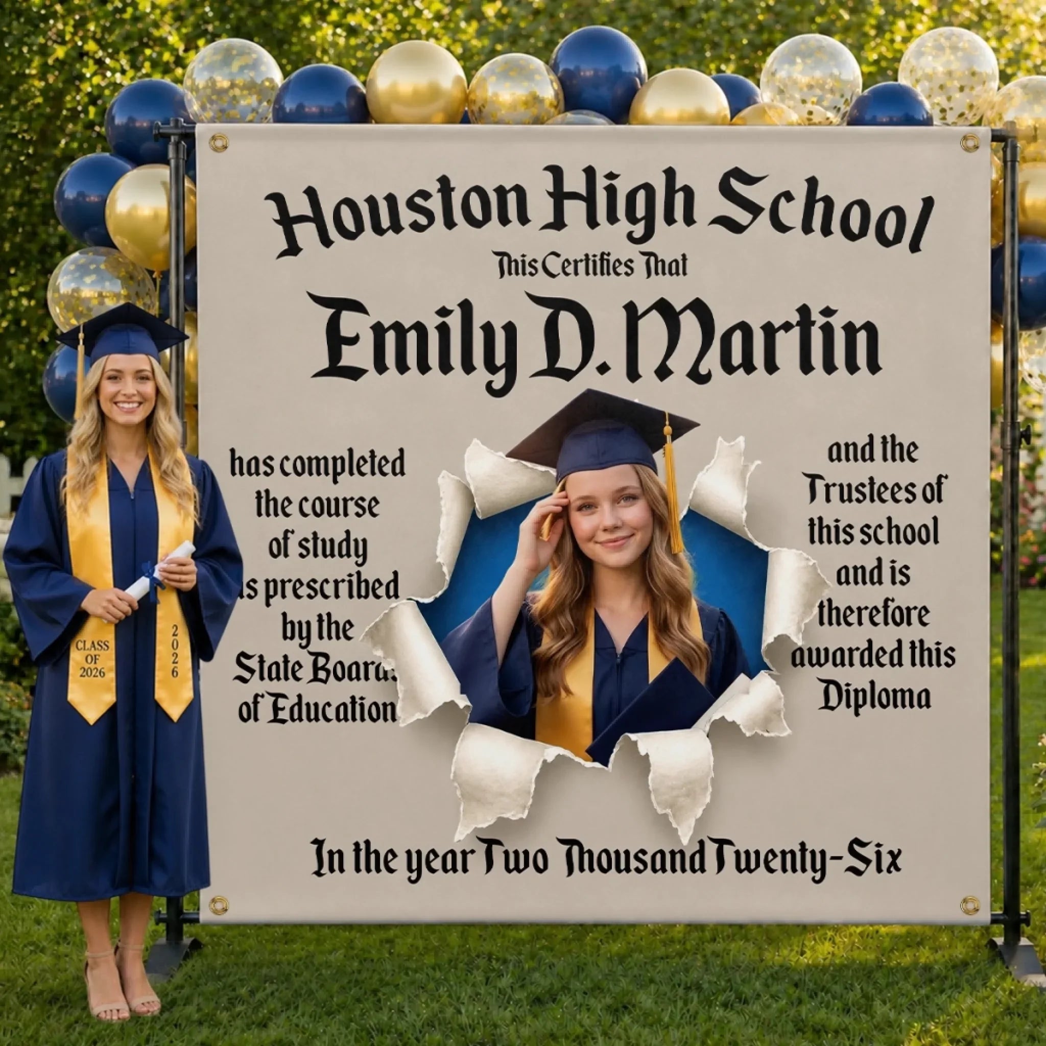 Custom Photo Graduation Backdrop - Personalized Graduation Gifts For Him, Her - Made It And Just Getting Started